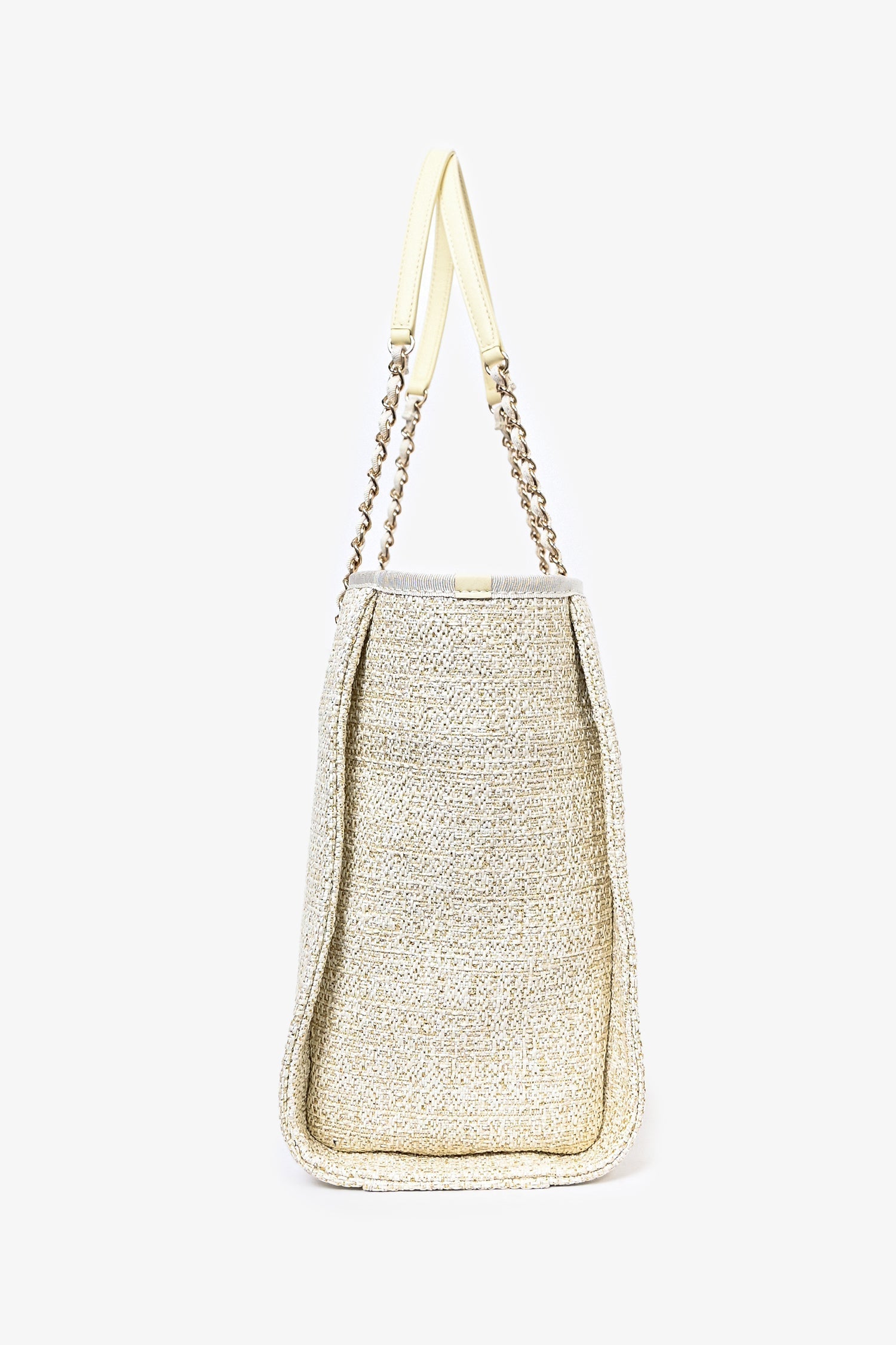 Chanel™ 2021/22 Beige/Gold Metallic Tweed Small Deauville Shopping Tote