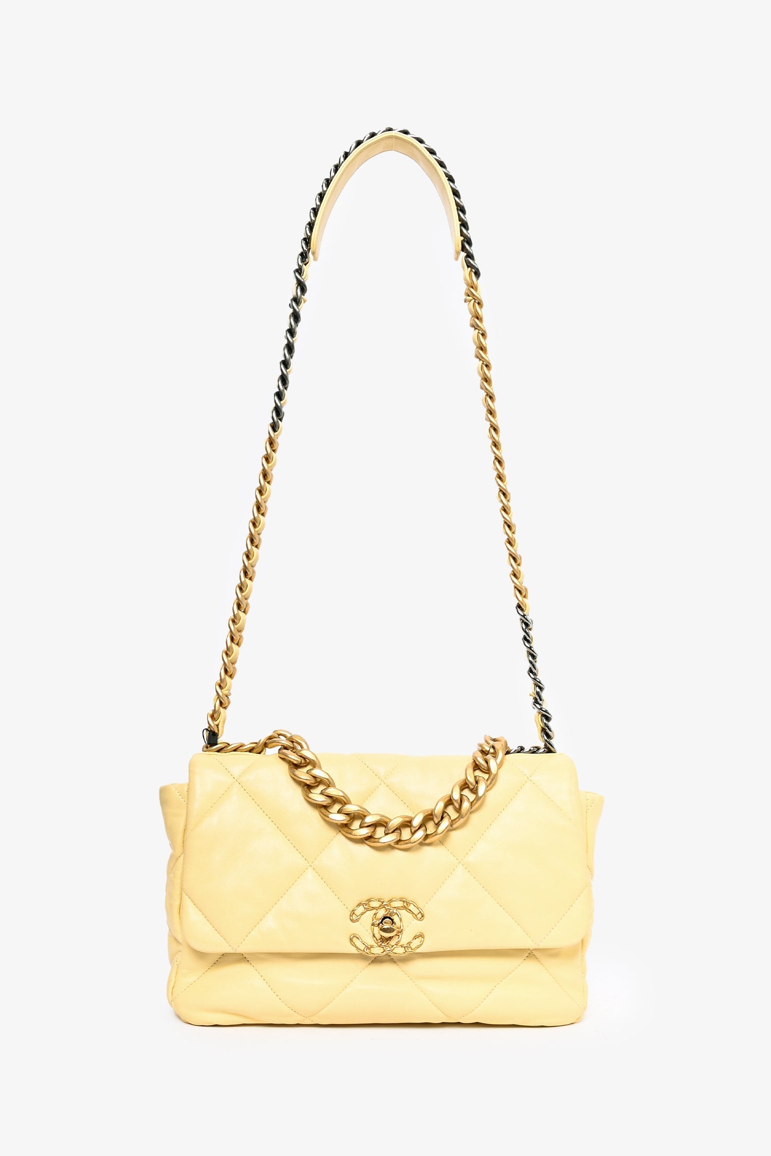 Chanel™ 2019/2020 Yellow Lambskin Leather Quilted CC Flap Bag