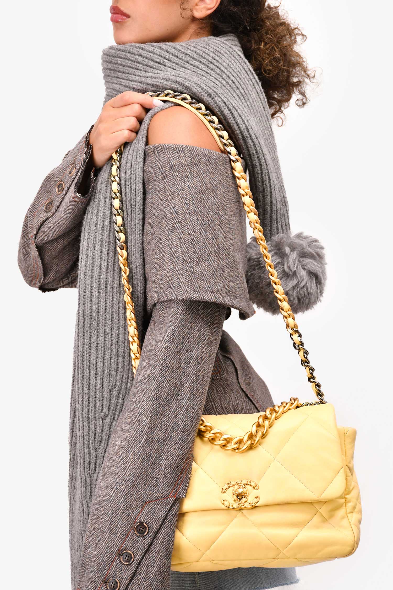 Chanel™ 2019/2020 Yellow Lambskin Leather Quilted CC Flap Bag