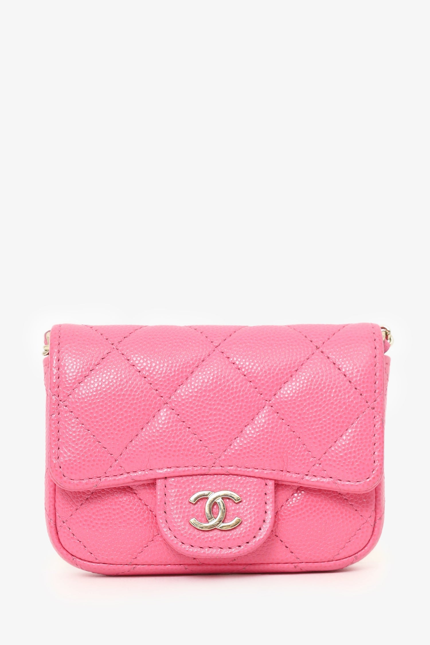 Chanel™ Chanel 2019/20 Pink Caviar Leather Quilted Classic Flap Belt Bag