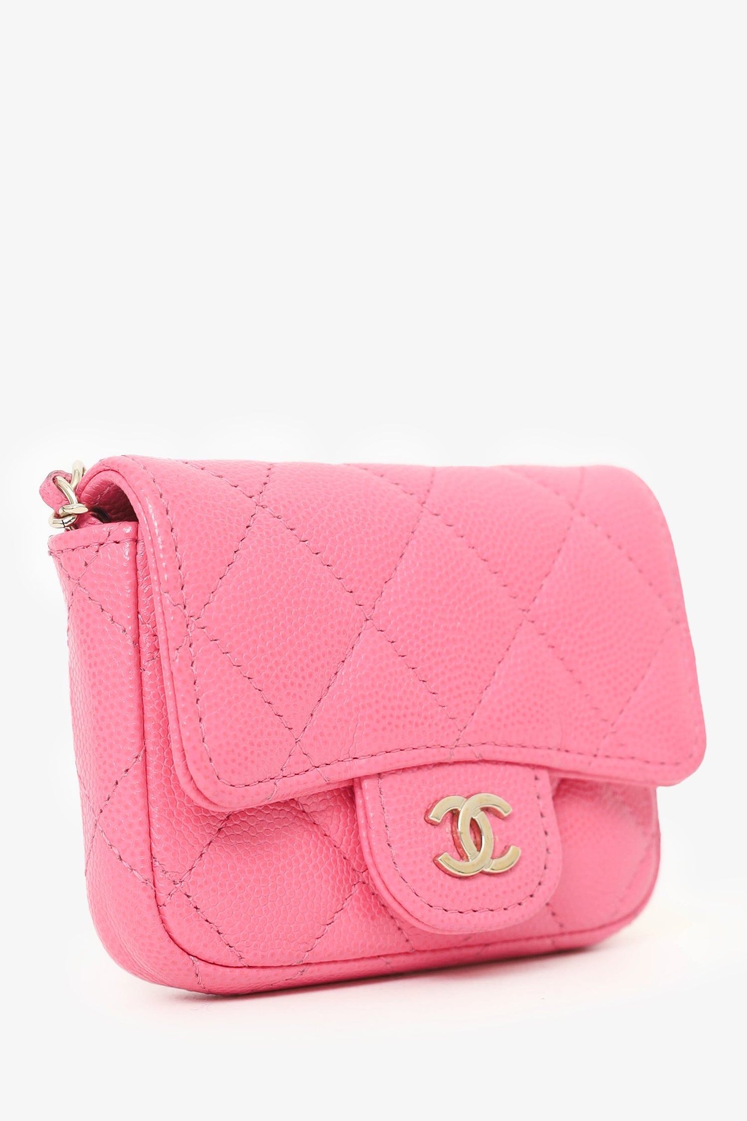 Chanel™ Chanel 2019/20 Pink Caviar Leather Quilted Classic Flap Belt Bag