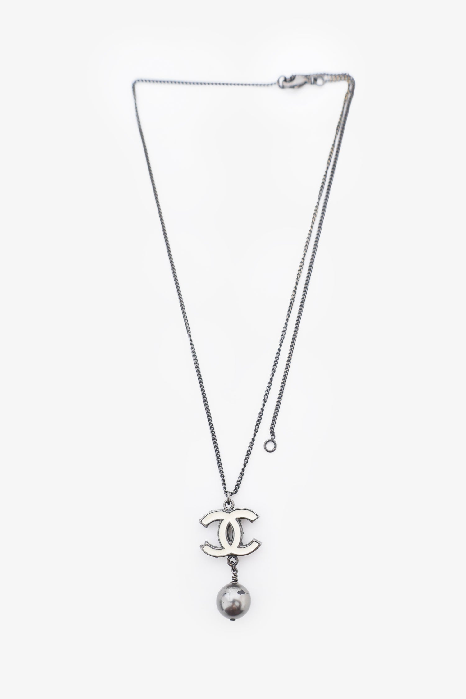 Chanel™ Black Tone CC Pearl Necklace 'As Is'