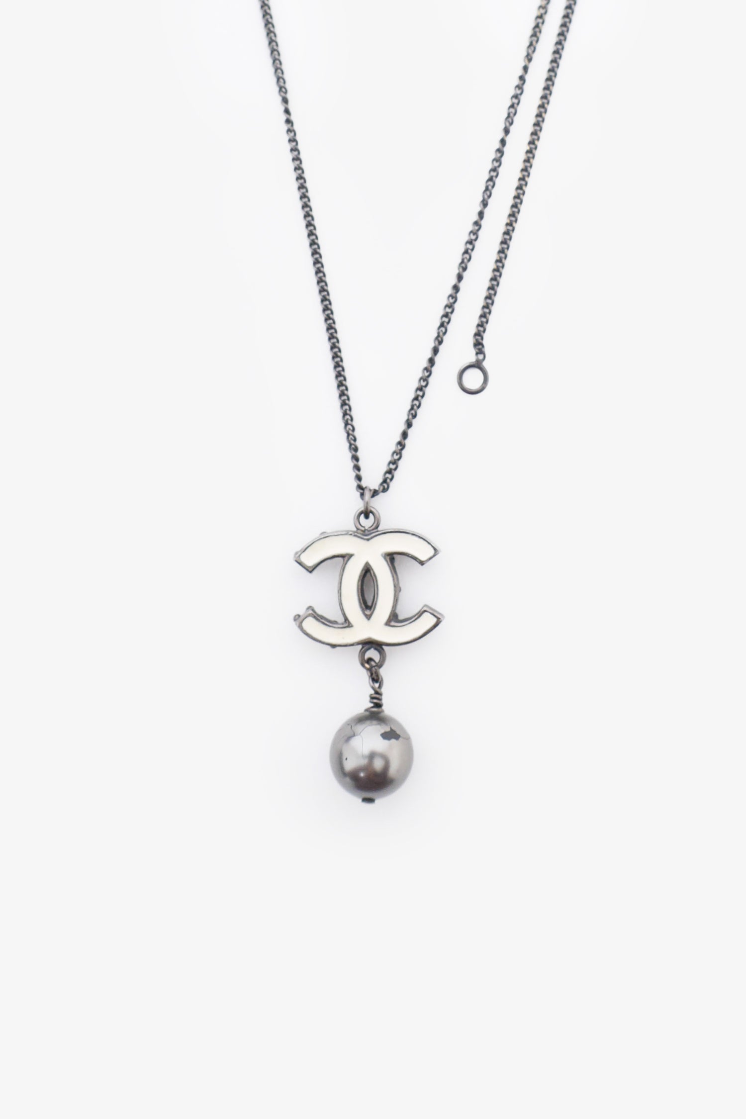 Chanel™ Black Tone CC Pearl Necklace 'As Is'