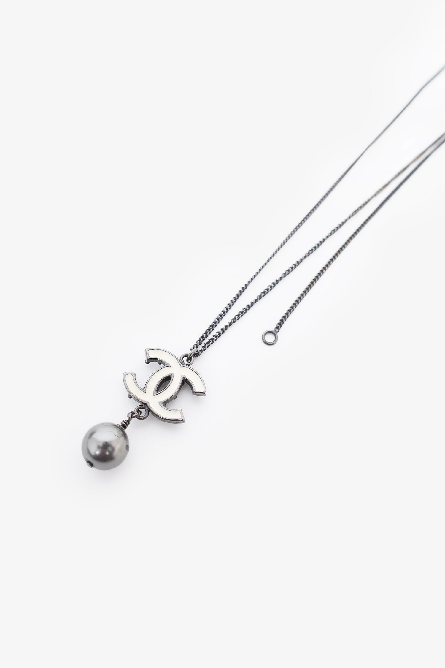 Chanel™ Black Tone CC Pearl Necklace 'As Is'