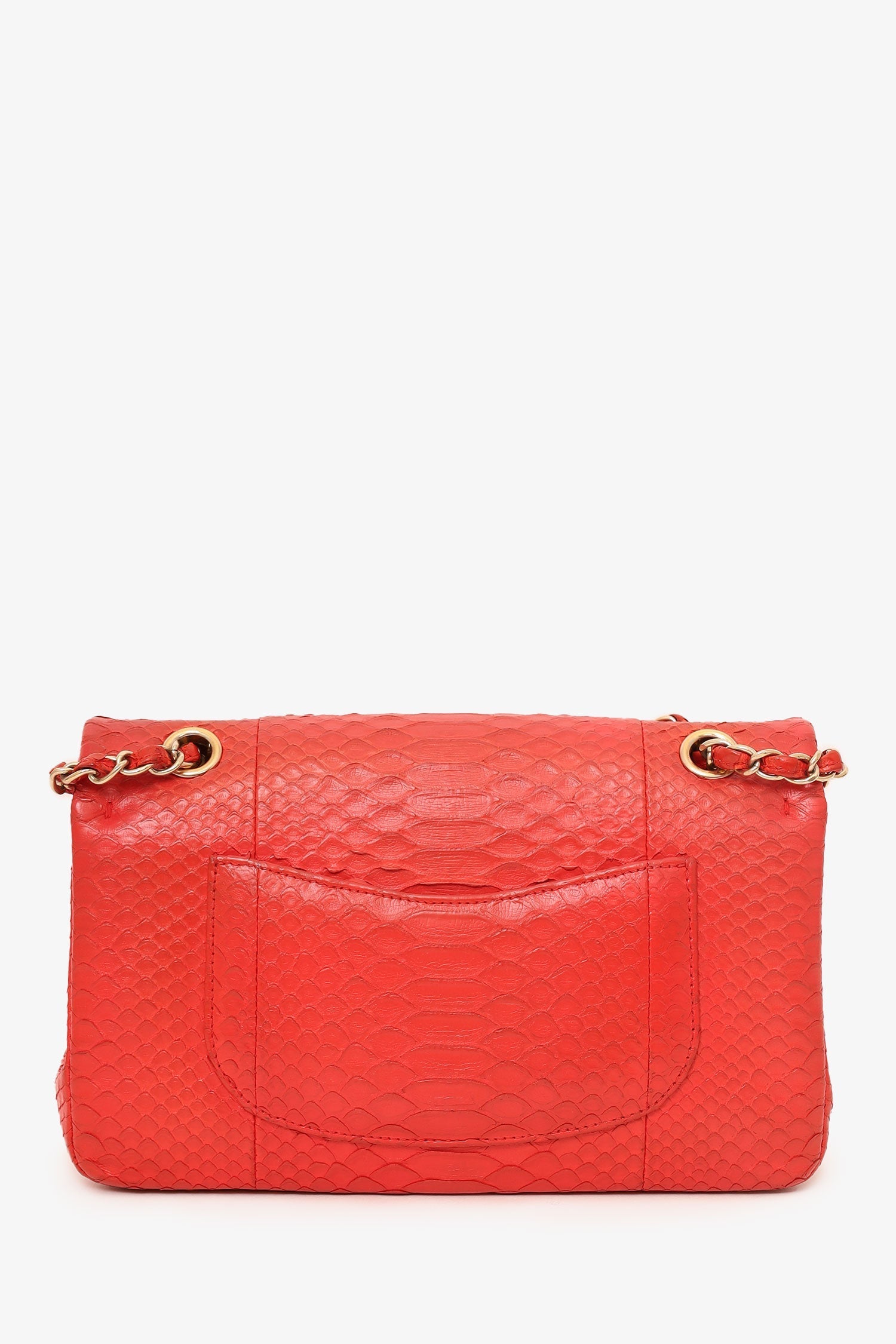 Chanel™ 2016-17 Red Python Leather Medium Double Flap Bag