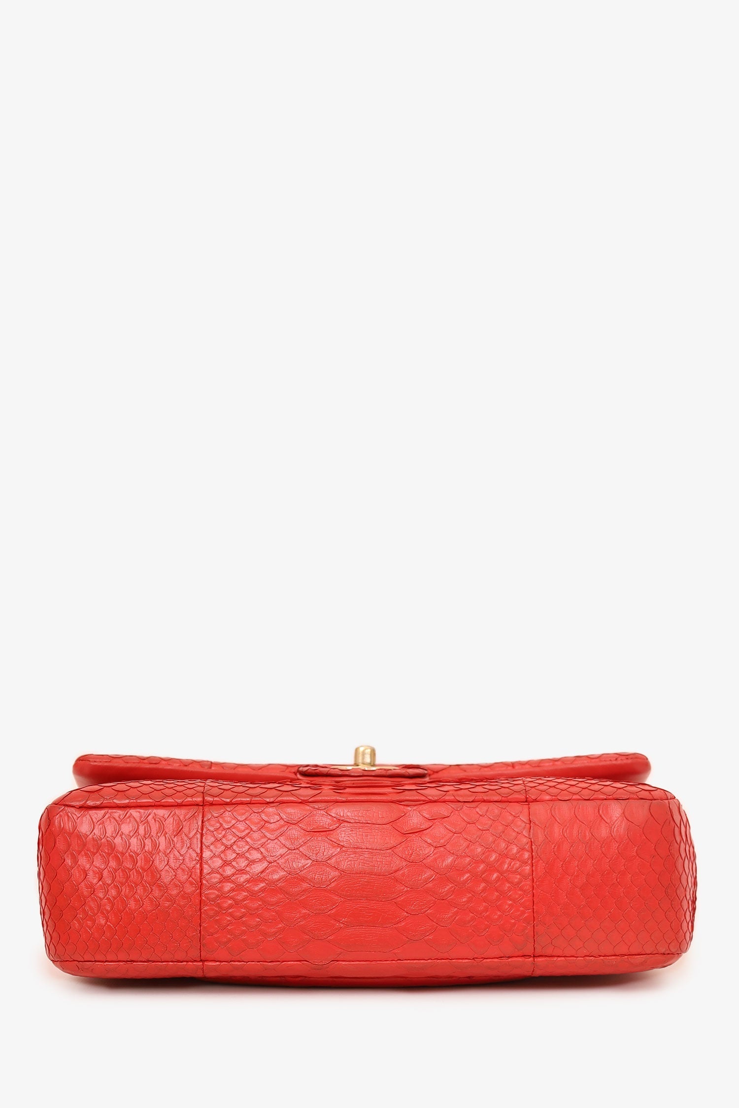 Chanel™ 2016-17 Red Python Leather Medium Double Flap Bag