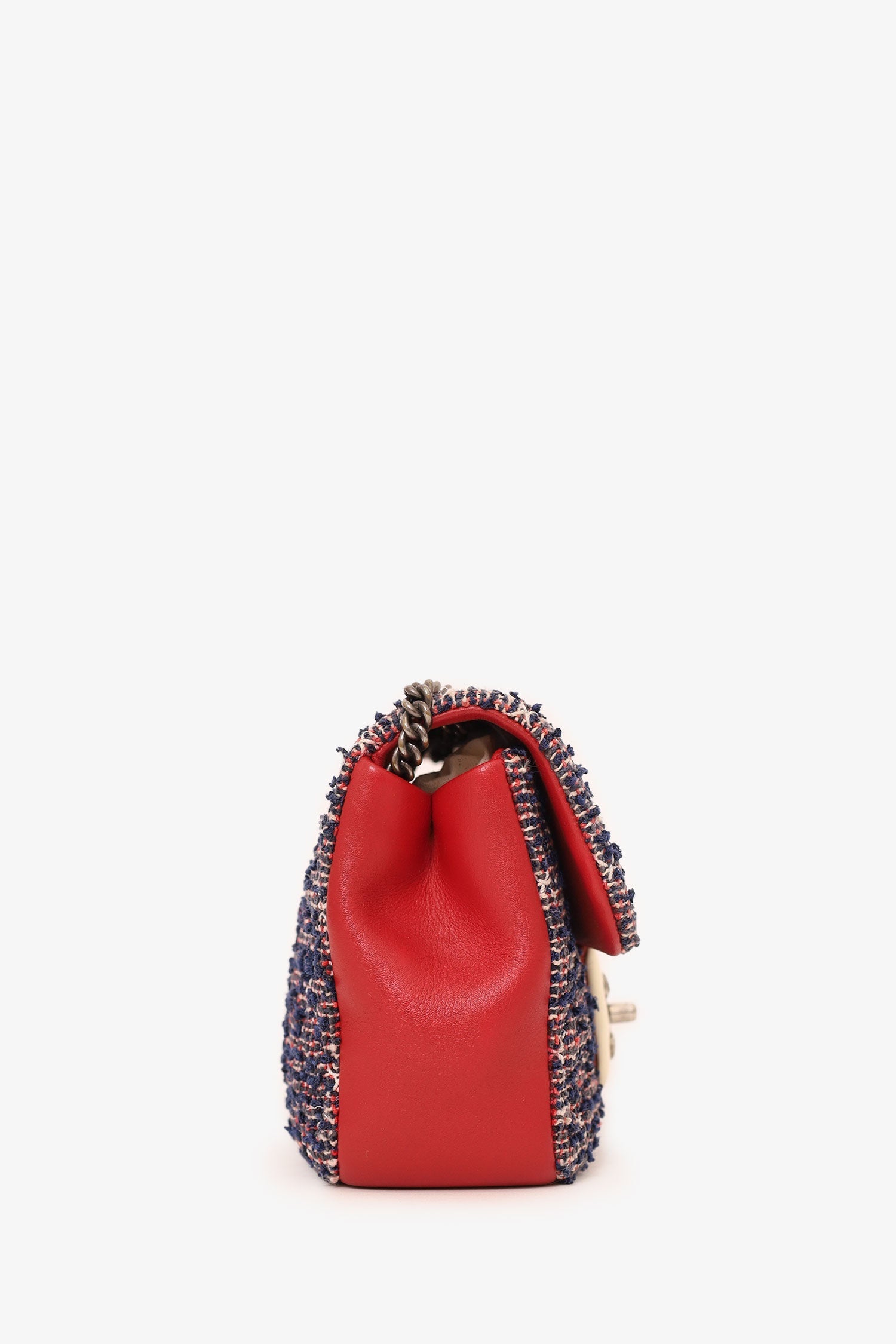 Chanel™ 2016-17 Navy/Red Tweed Mini Single Flap Bag
