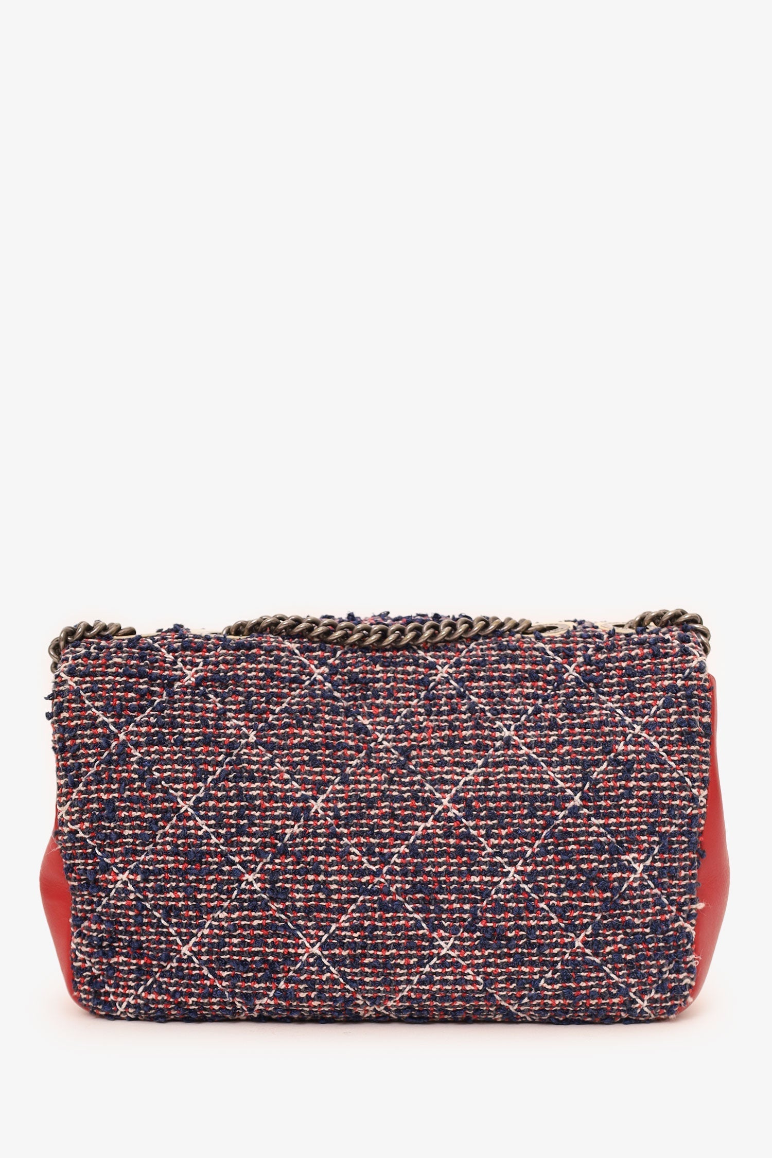 Chanel™ 2016-17 Navy/Red Tweed Mini Single Flap Bag
