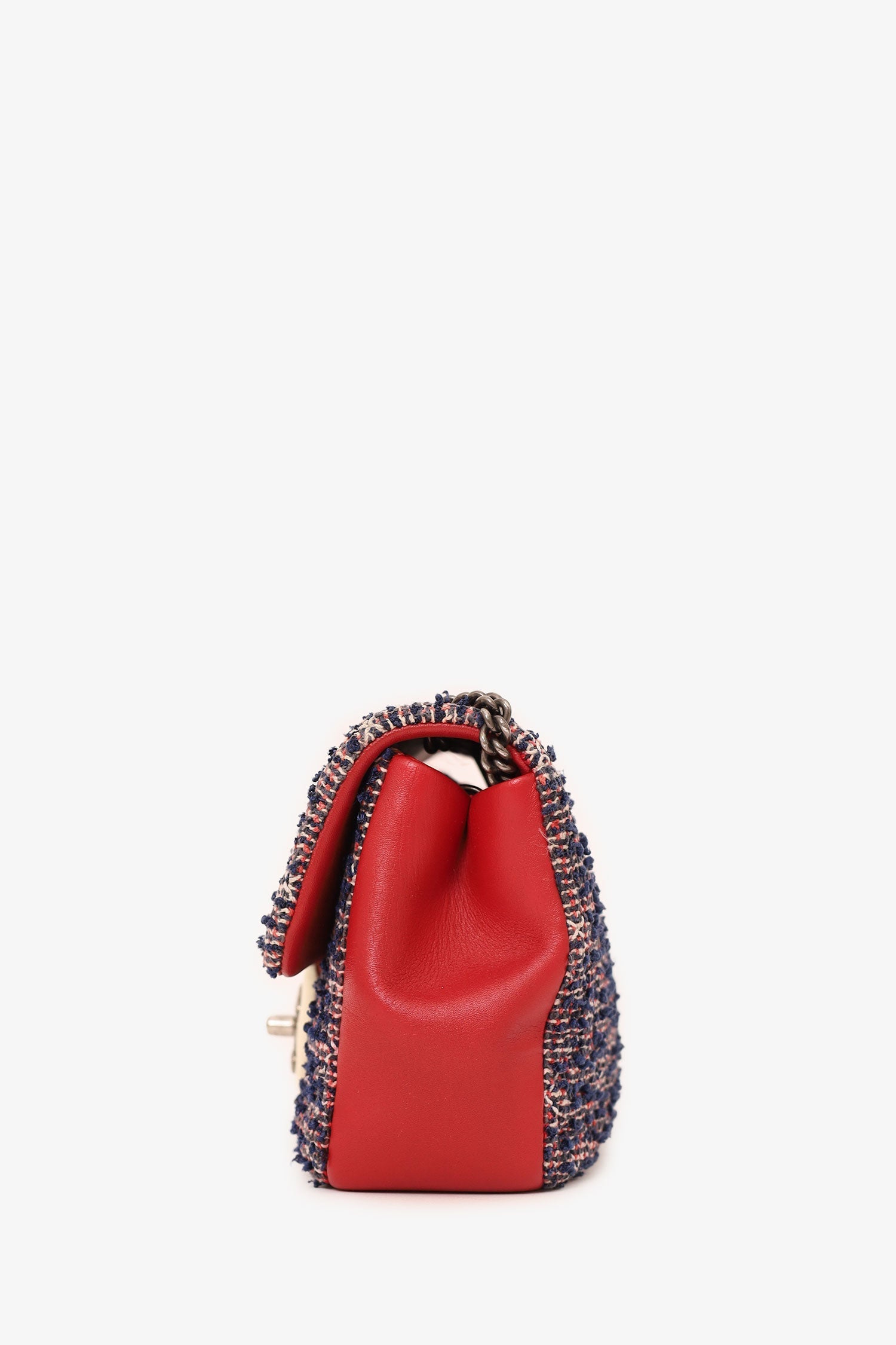 Chanel™ 2016-17 Navy/Red Tweed Mini Single Flap Bag