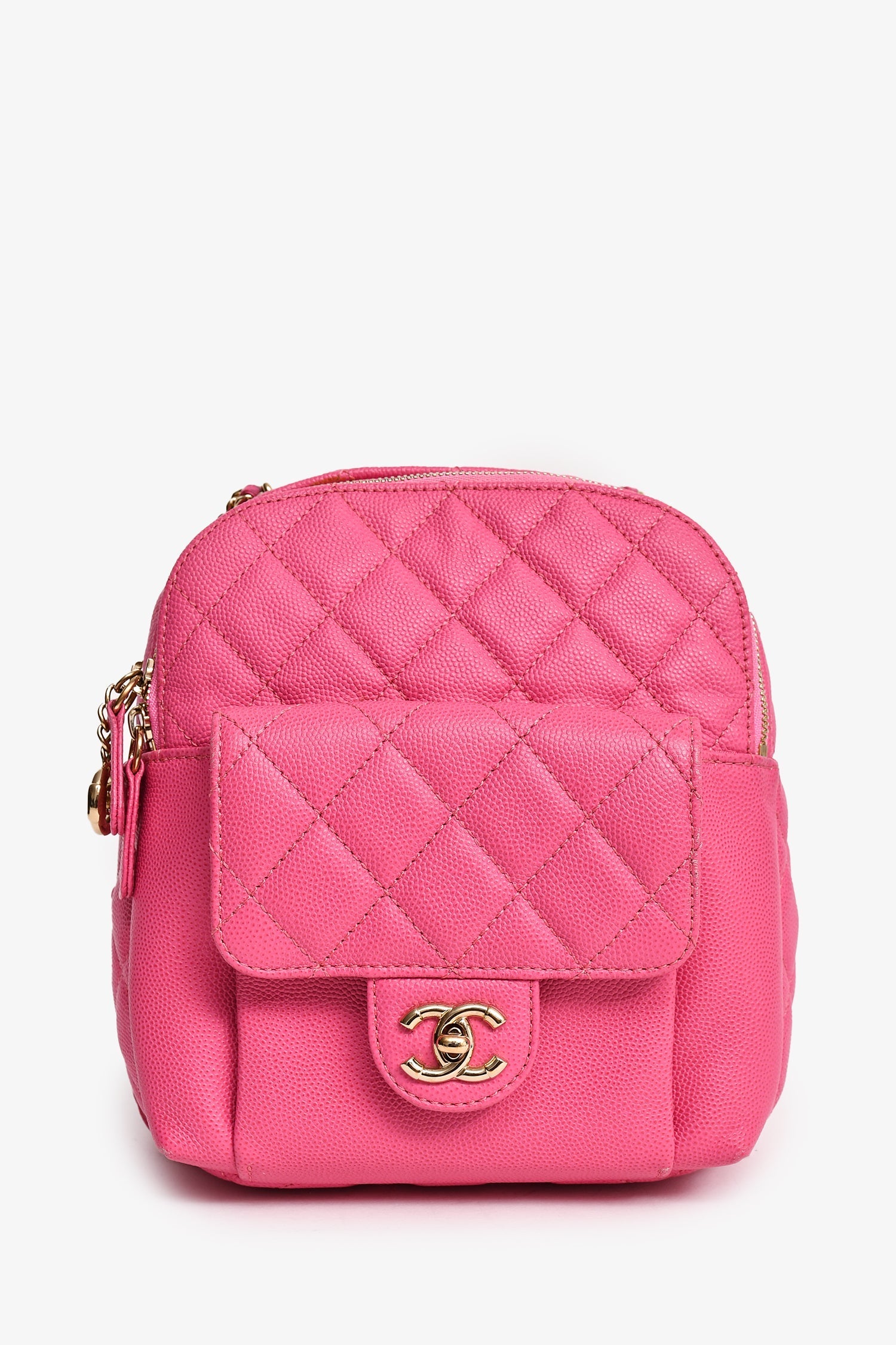 Chanel™ 2019 Hot Pink Caviar Leather Mini Chain Backpack