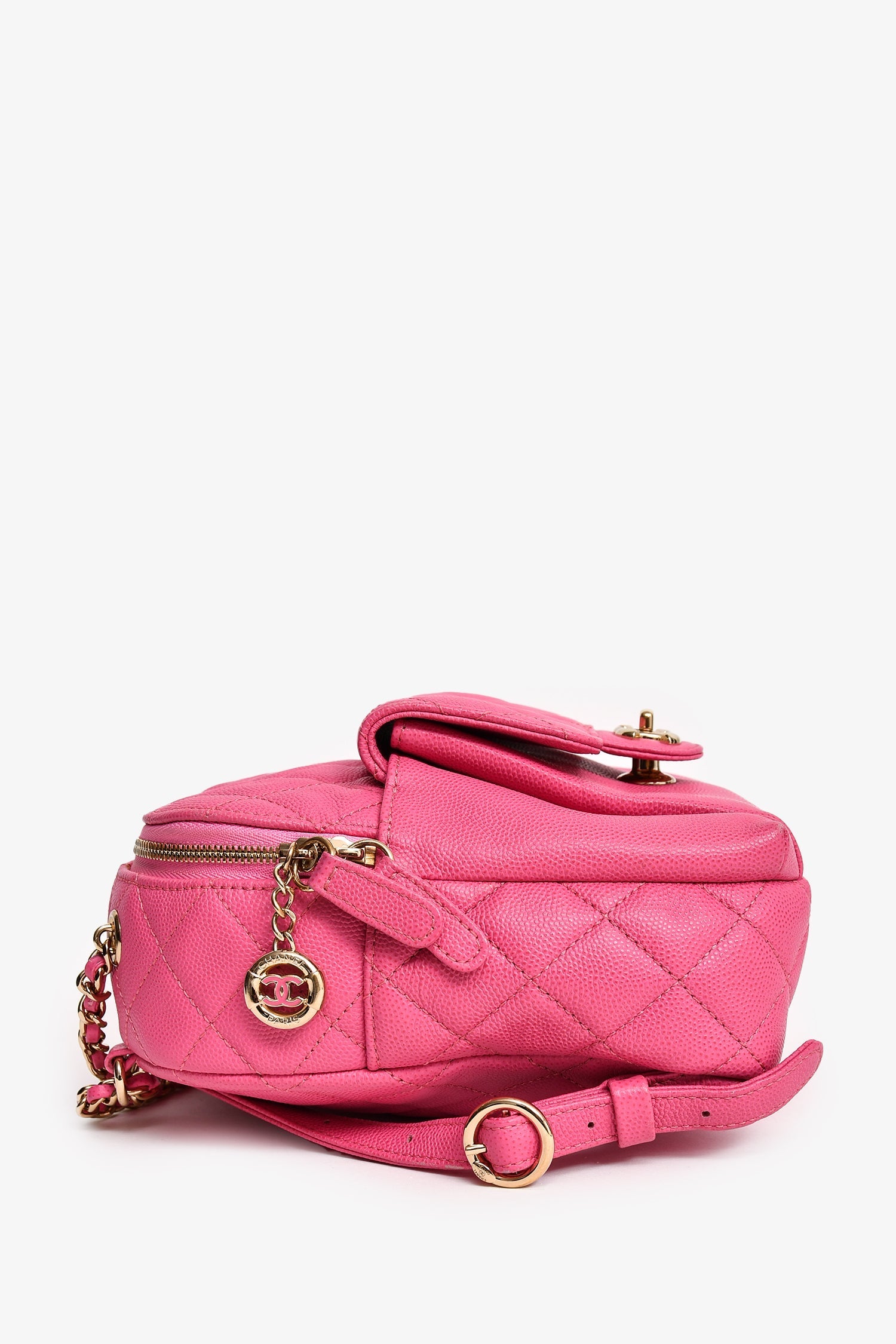 Chanel™ 2019 Hot Pink Caviar Leather Mini Chain Backpack