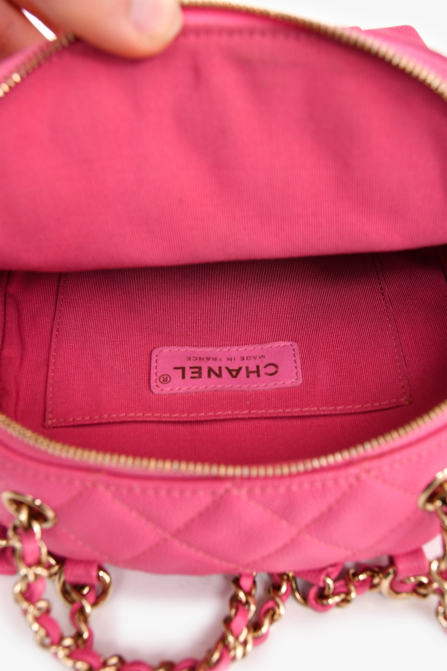 Chanel™ 2019 Hot Pink Caviar Leather Mini Chain Backpack