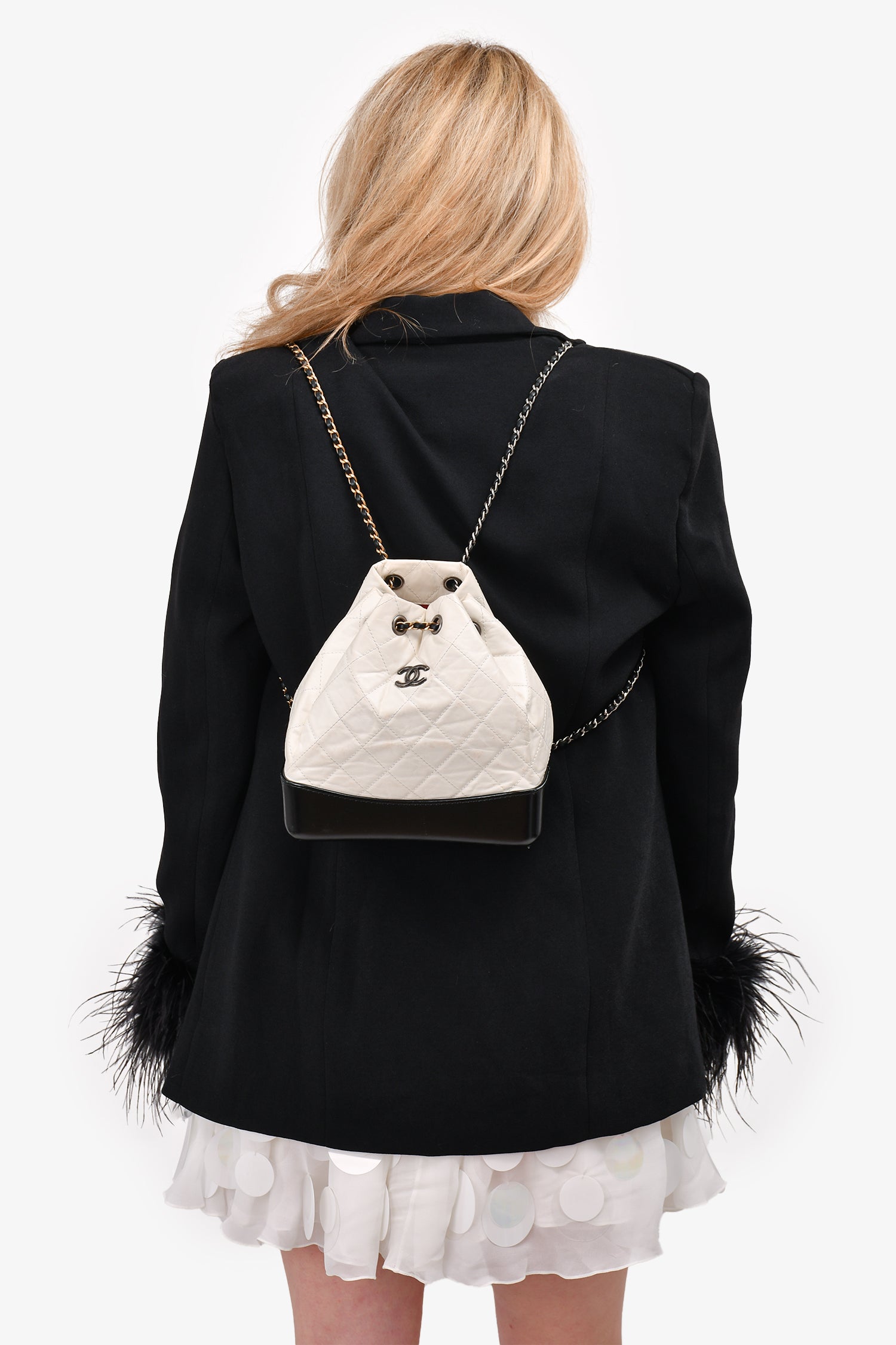 Chanel™ 2018 White/Black Gabrielle Backpack