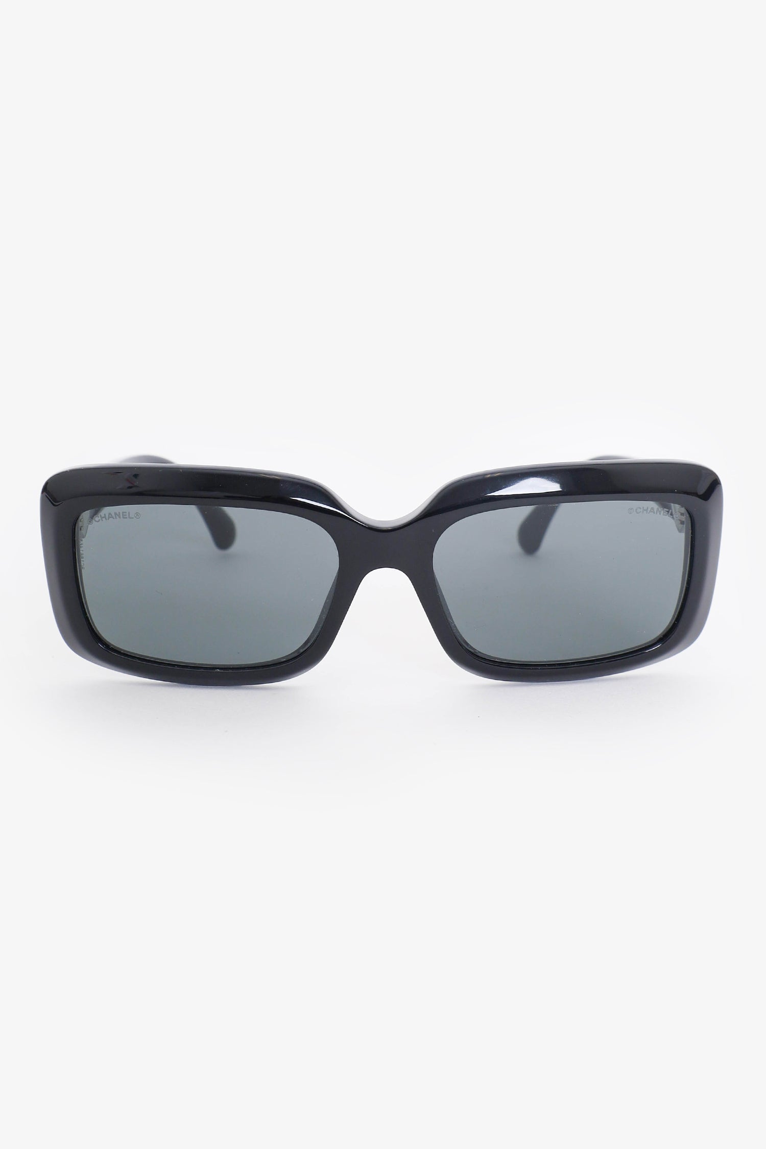 Chanel™ Black Frame Heart Detail Square Sunglasses