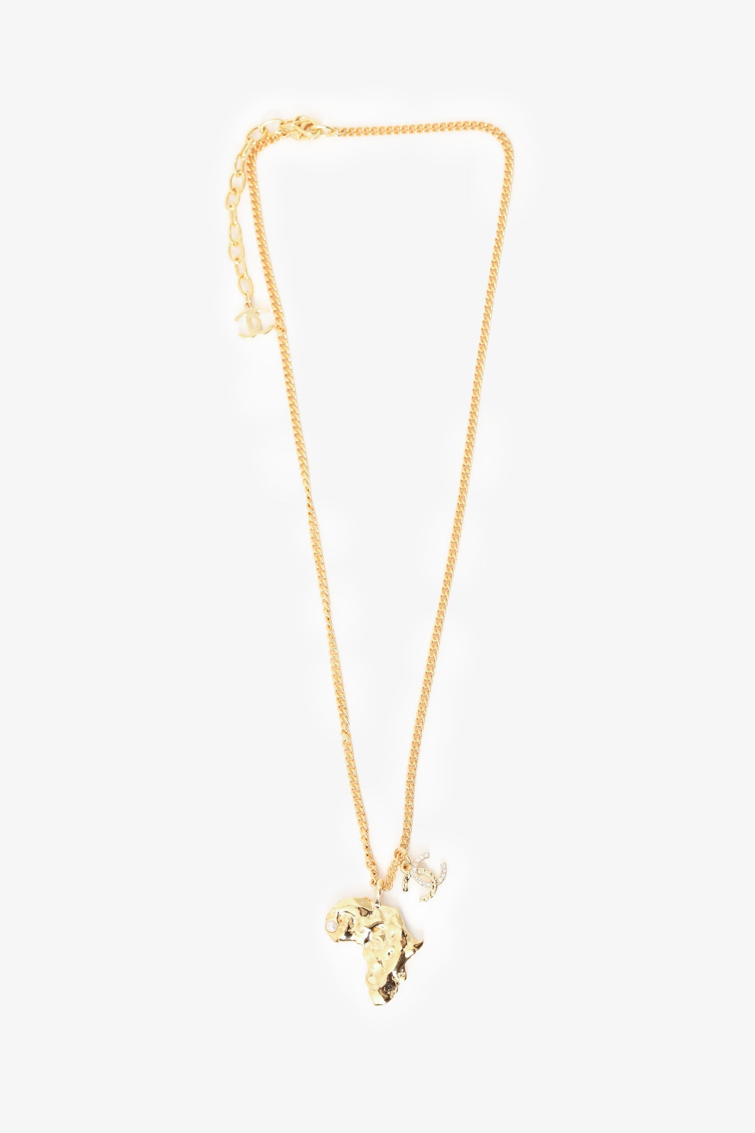 Chanel™ Gold Tone Africa Map Pendant Necklace