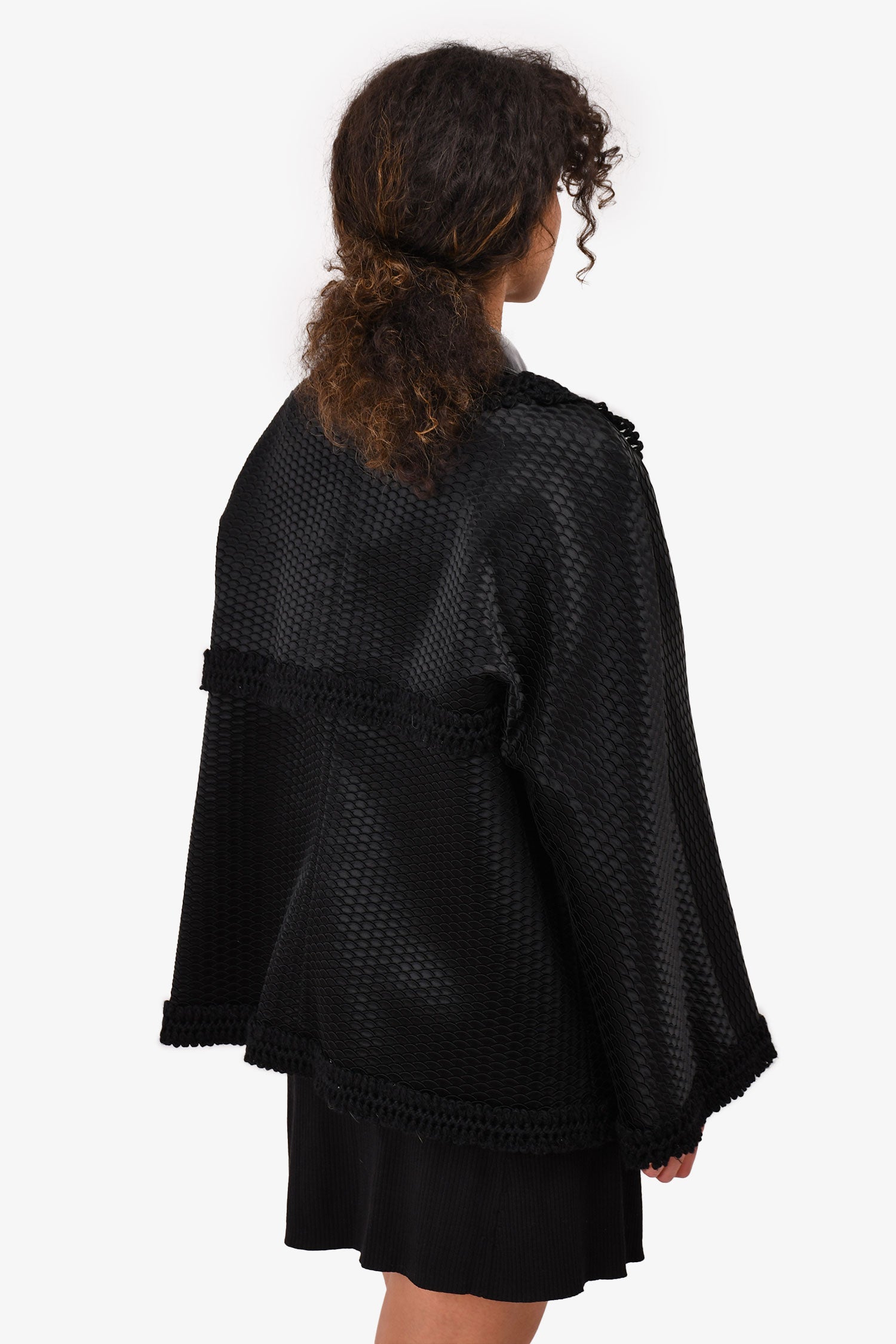 Chanel™ 2016 Black Satin/Knit Embellished Evening Jacket Size 50