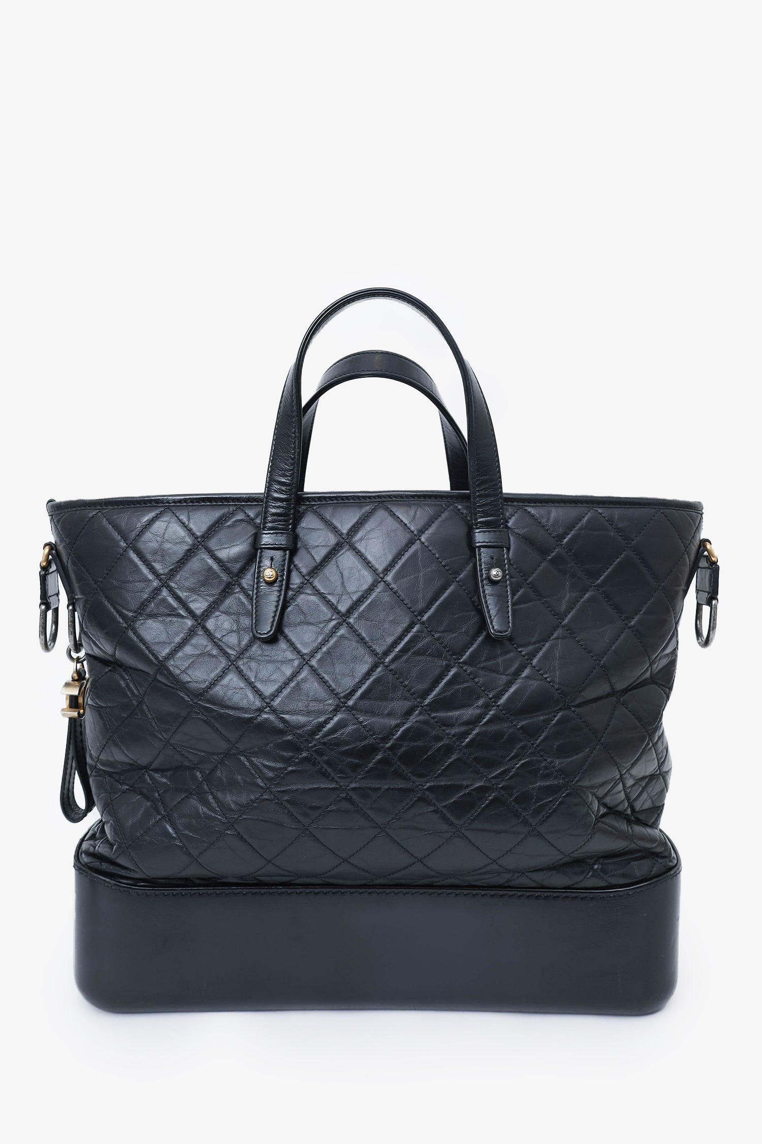 Chanel™ 2017/18 Black Leather Quilted Large Gabrielle Top Handle Shopping Tote