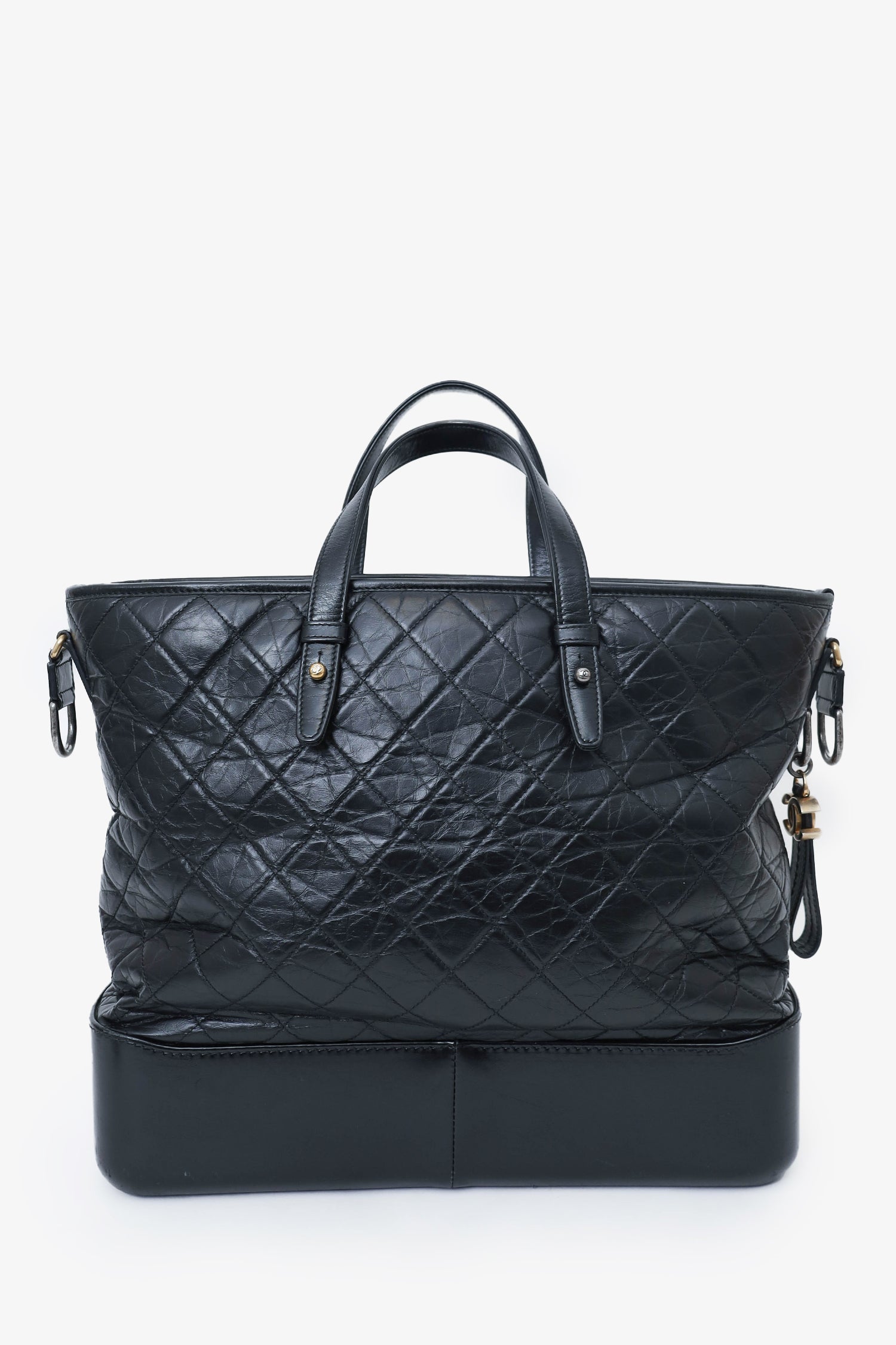 Chanel™ 2017/18 Black Leather Quilted Large Gabrielle Top Handle Shopping Tote