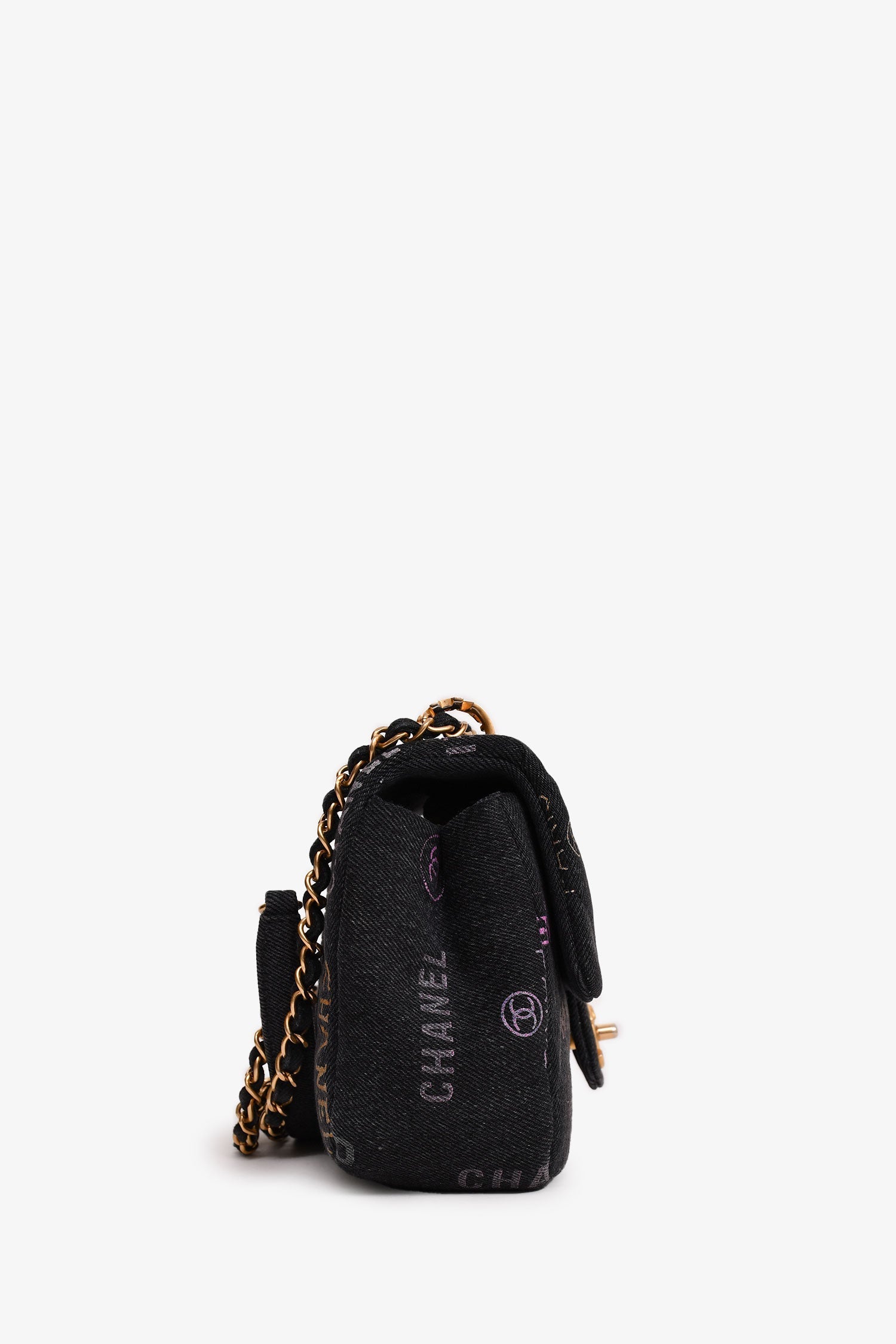 Chanel™ 2022 Black Denim Mood Monogram Mini Flap Bag