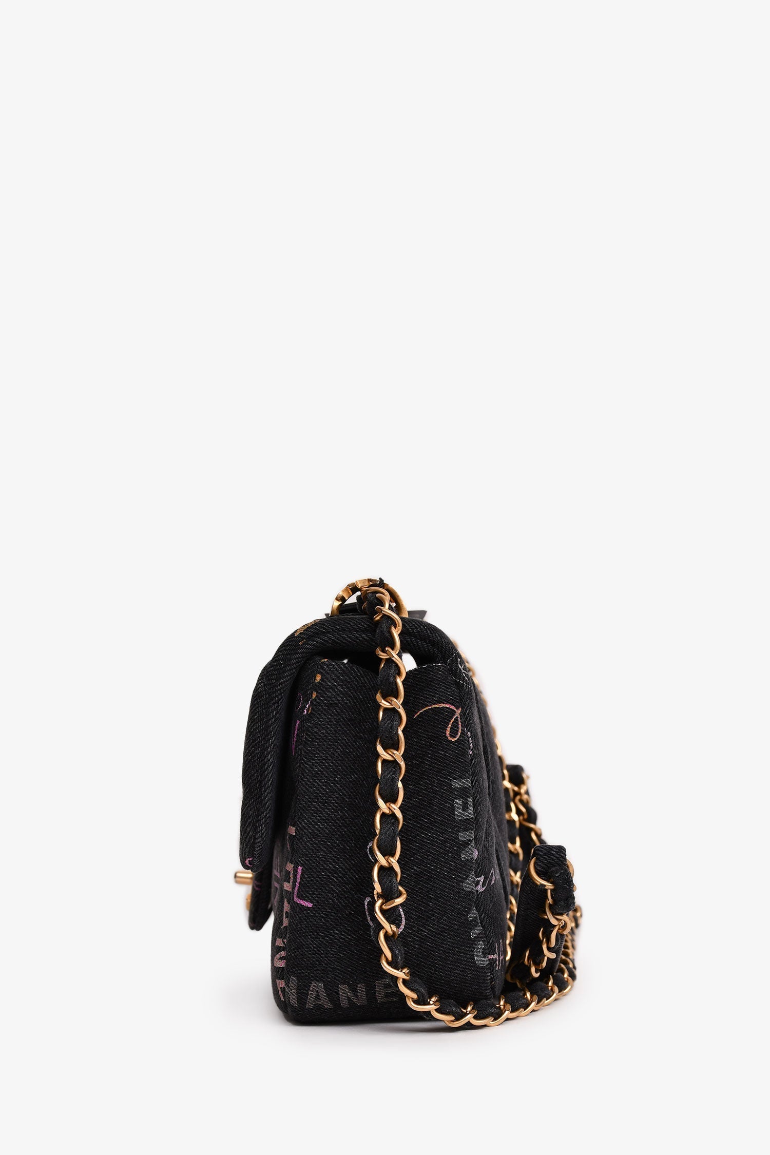 Chanel™ 2022 Black Denim Mood Monogram Mini Flap Bag