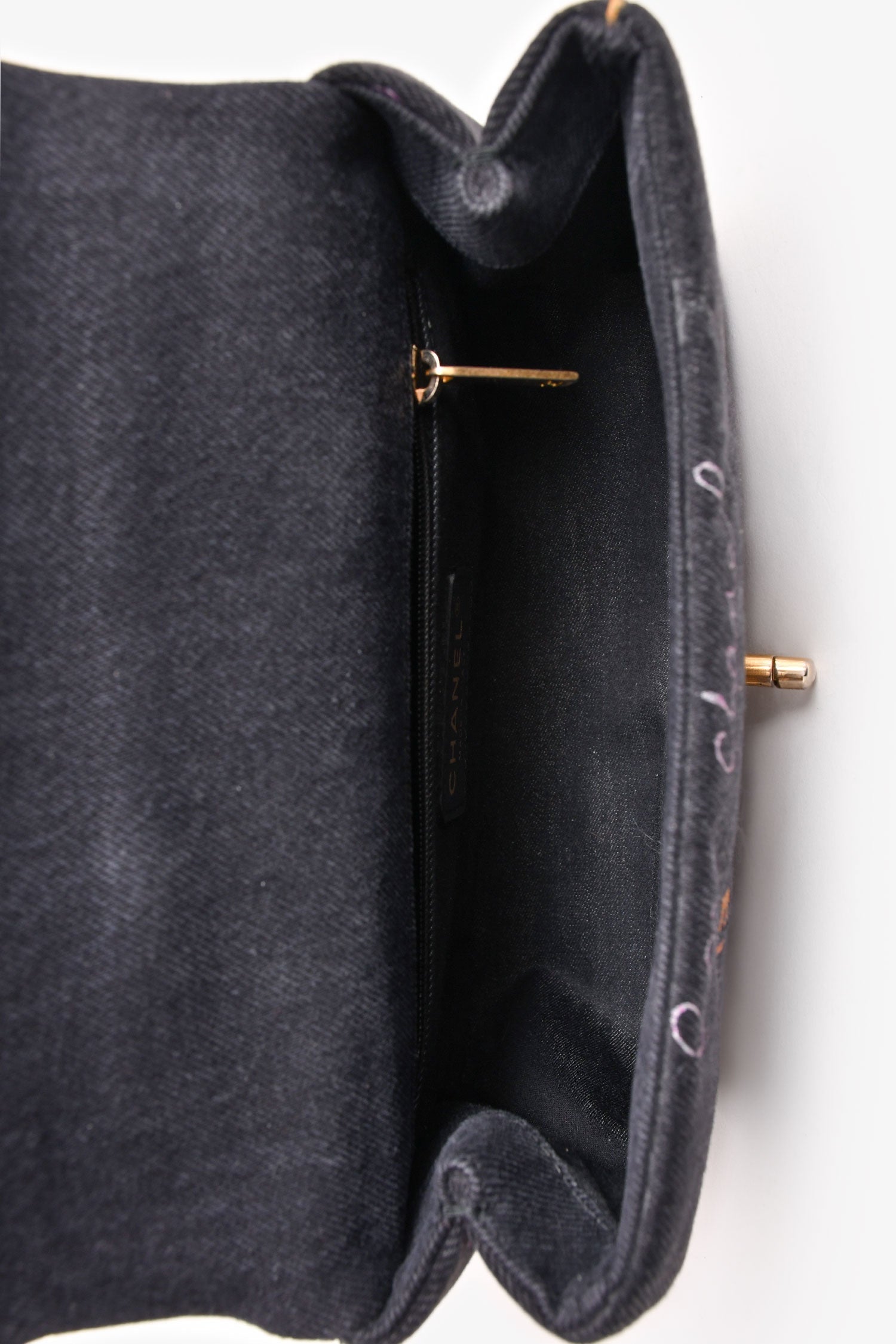 Chanel™ 2022 Black Denim Mood Monogram Mini Flap Bag