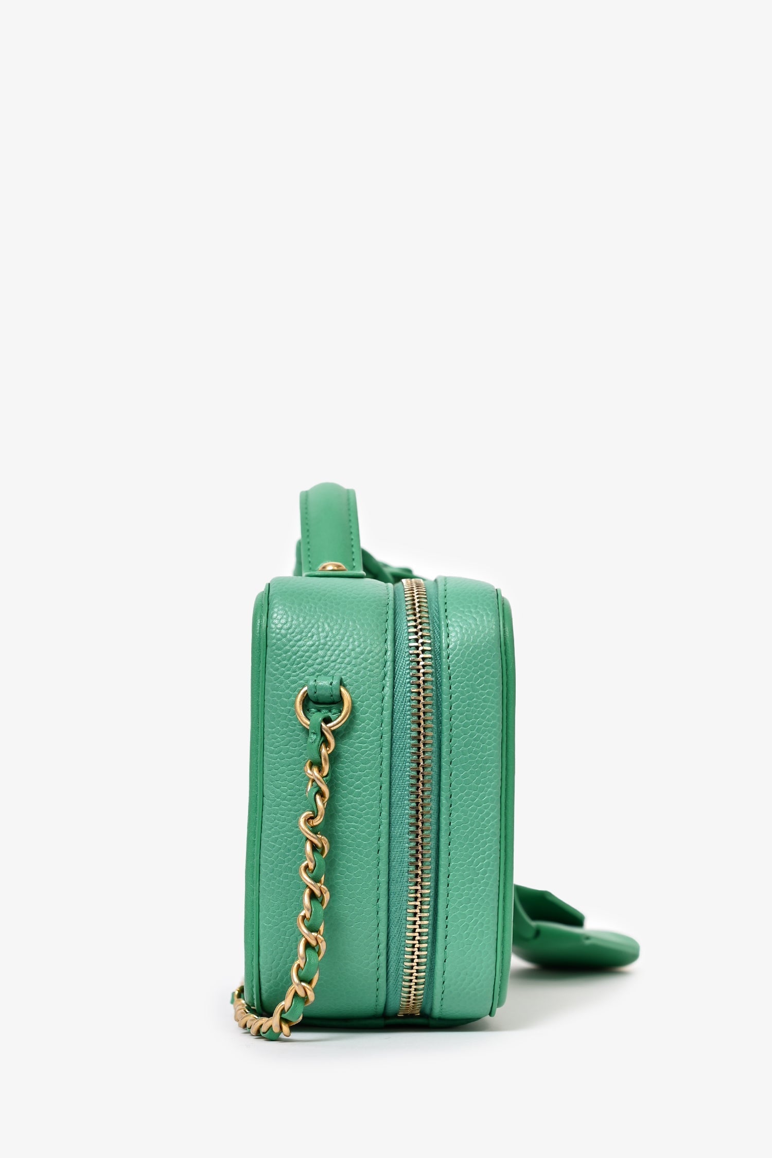 Chanel™ 2017/18 Green Caviar Leather Small Filigree Vanity Case