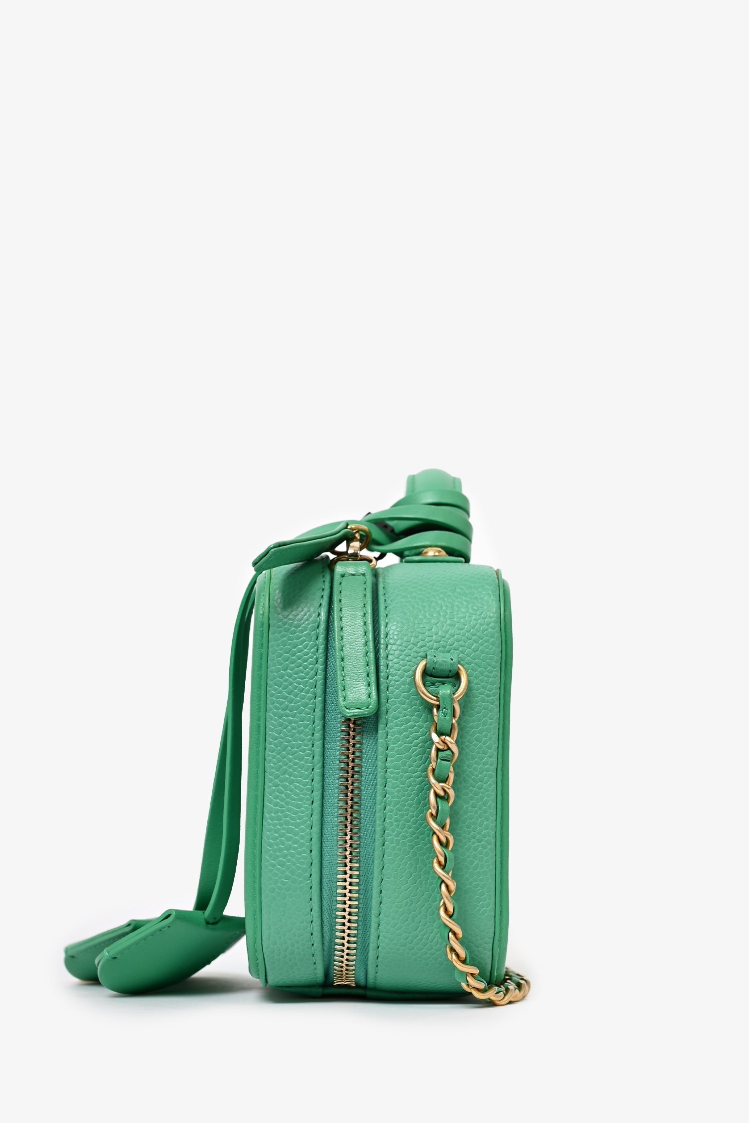 Chanel™ 2017/18 Green Caviar Leather Small Filigree Vanity Case