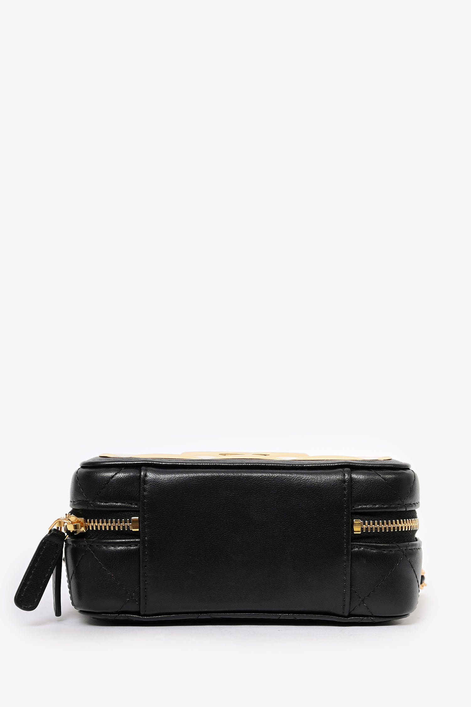 Chanel™ 2021 Black Leather Gold CC Plate Mini Vanity Crossbody