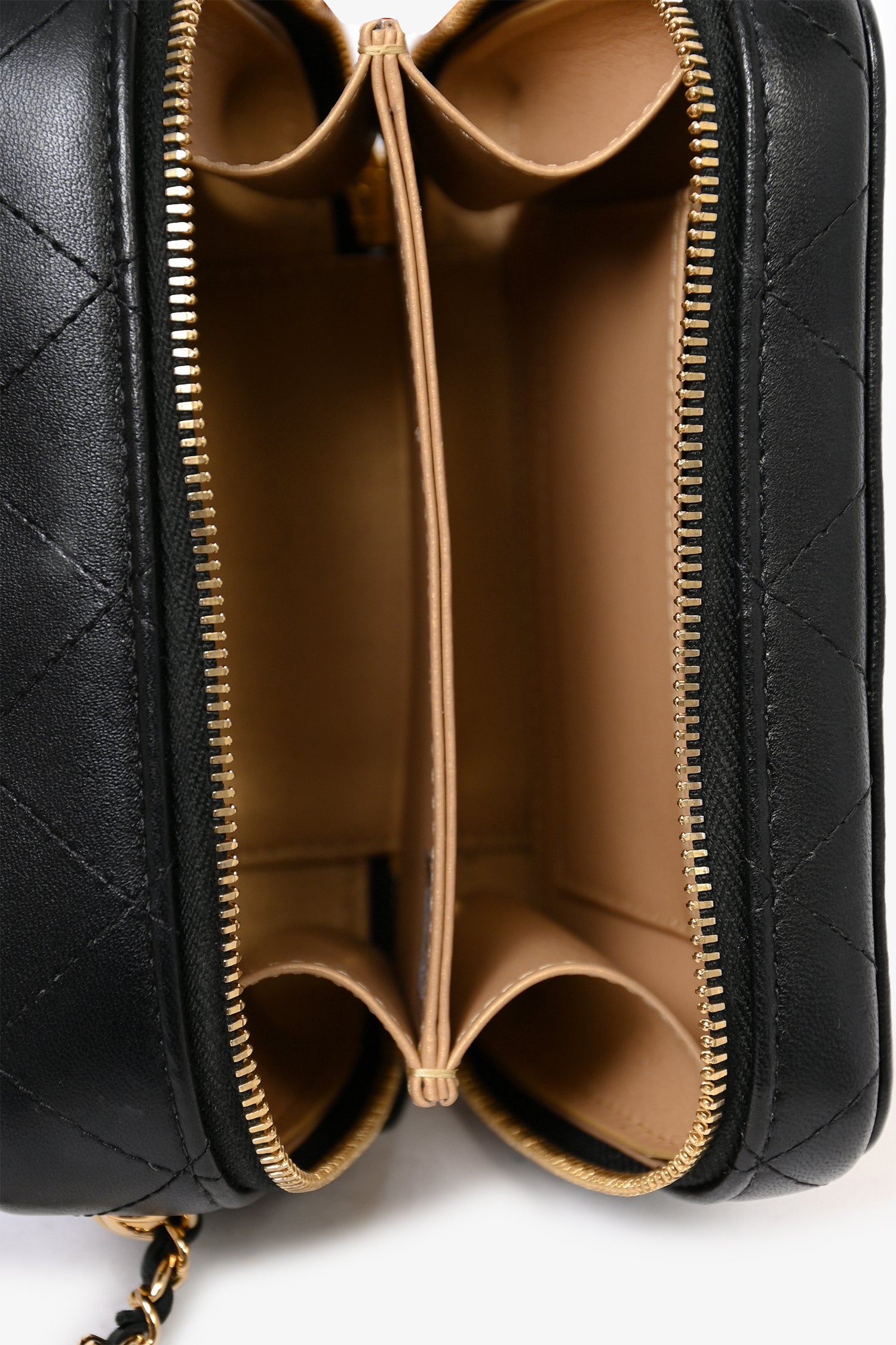 Chanel™ 2021 Black Leather Gold CC Plate Mini Vanity Crossbody