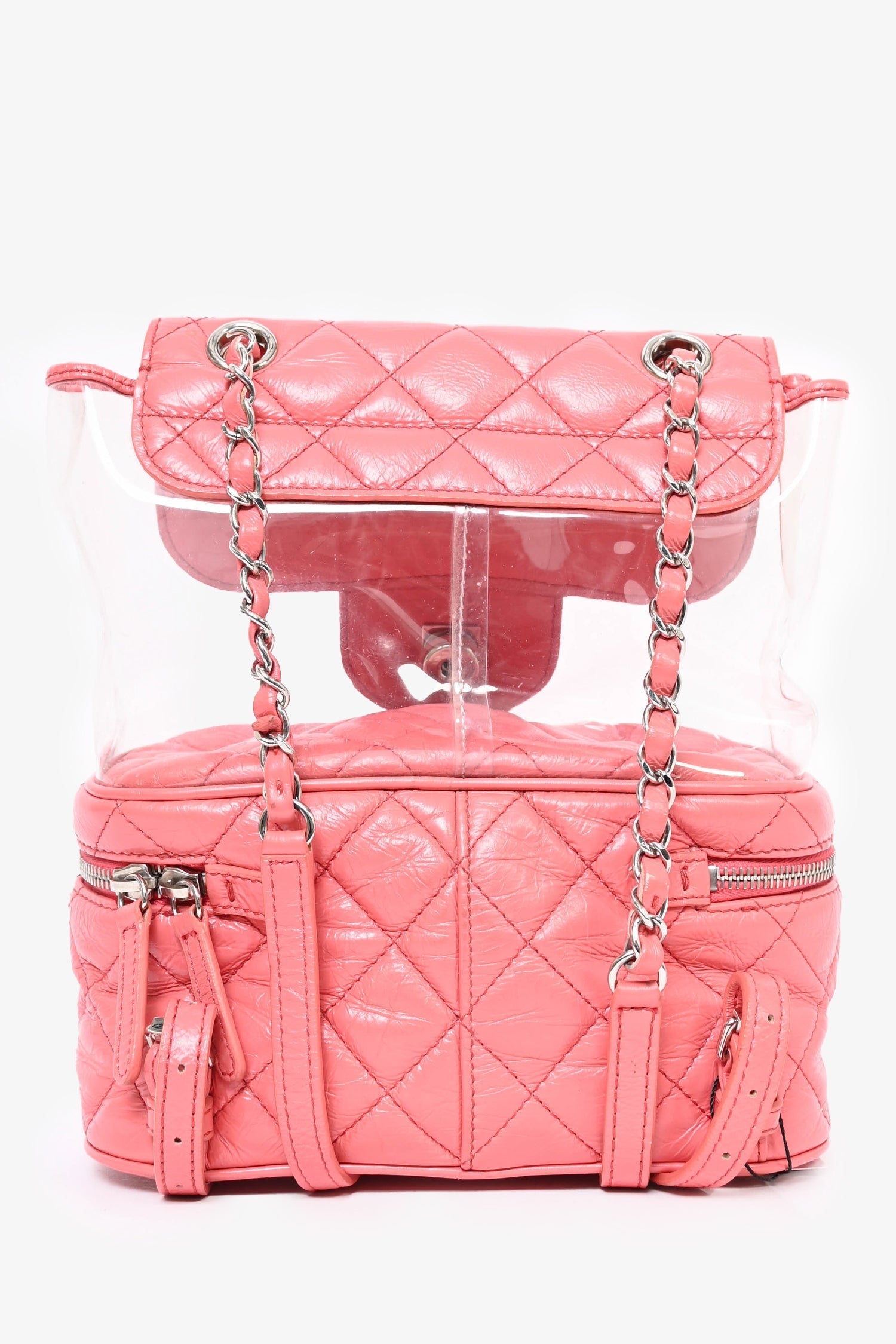Chanel™ 2018 Pink Calfskin Leather/PVC 'Aquarium' Backpack