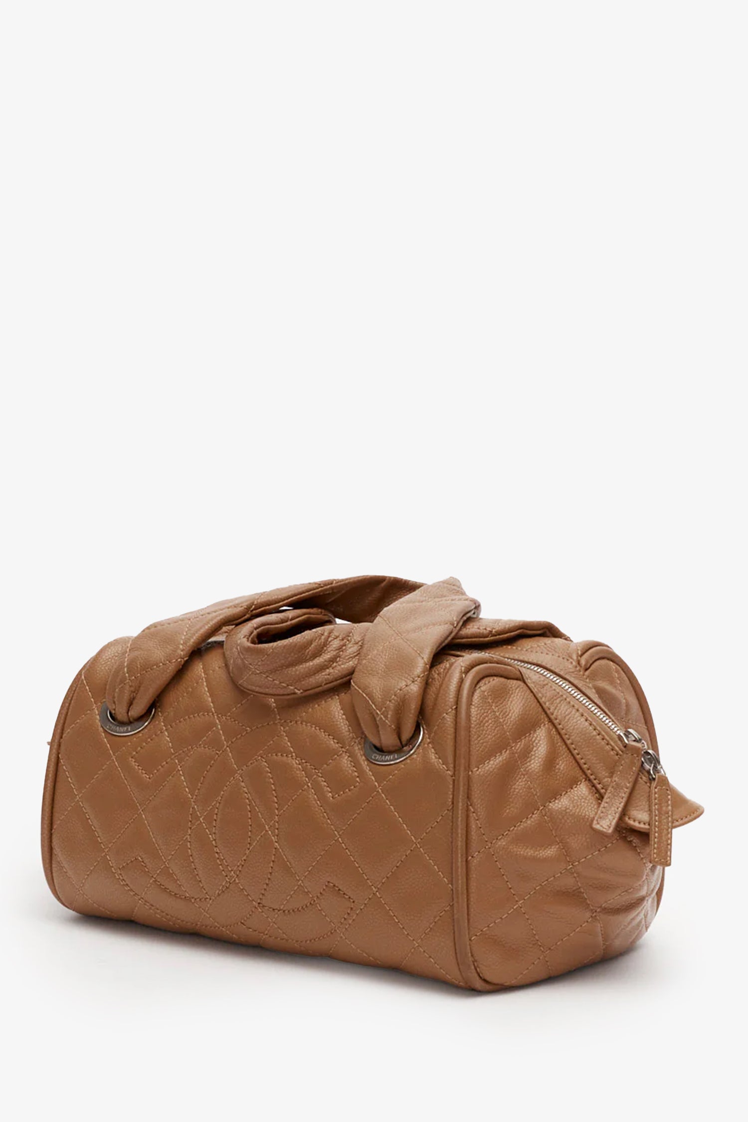 Chanel™ Brown Quilted Caviar Leather Timeless Bowler Bag