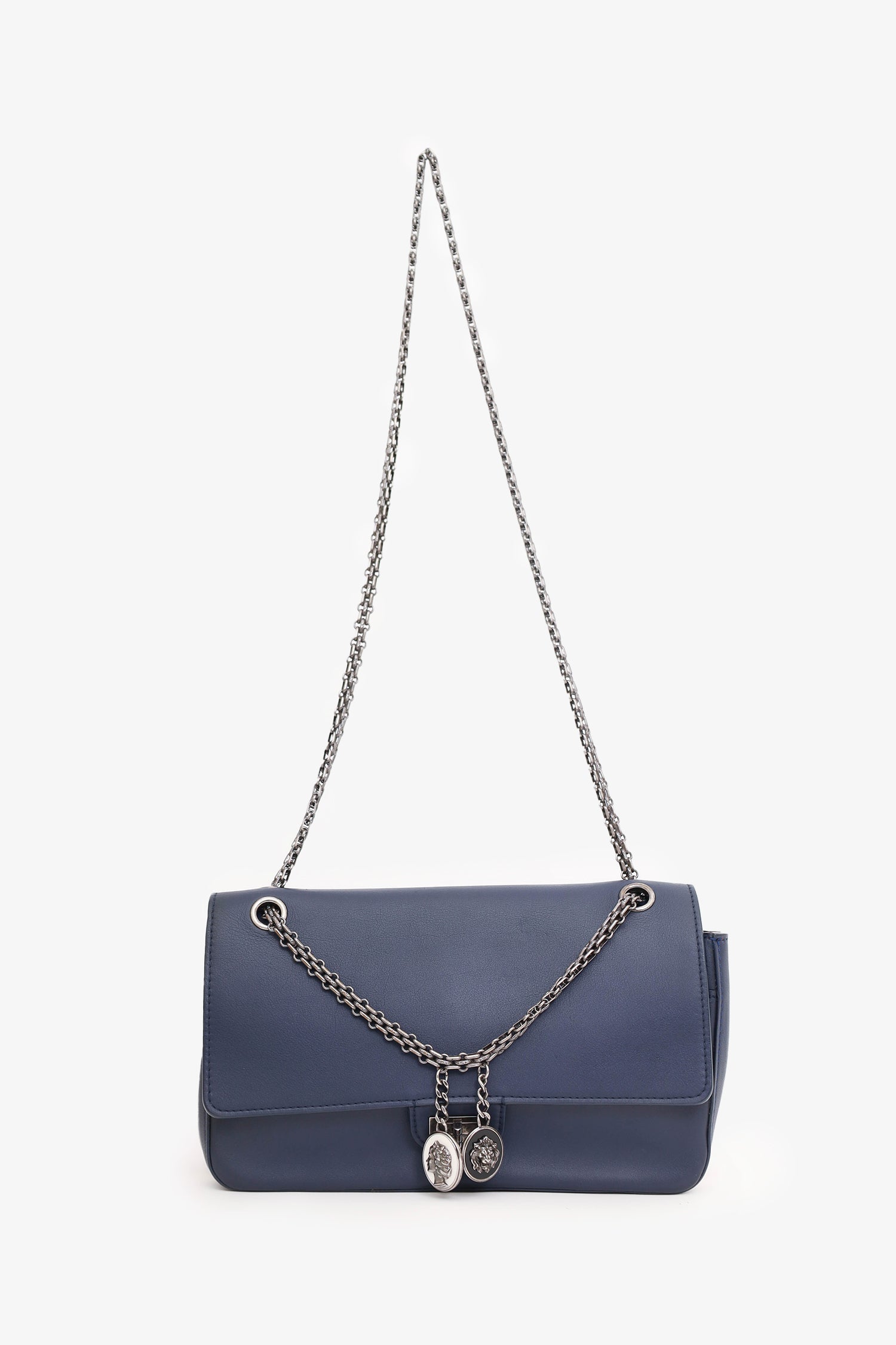 Chanel™ 2017 Navy Leather Medallion Charm Reissue 2.55 Shoulder Bag