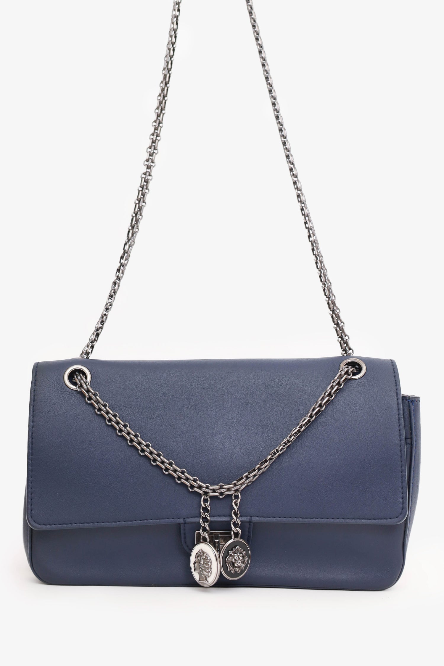 Chanel™ 2017 Navy Leather Medallion Charm Reissue 2.55 Shoulder Bag