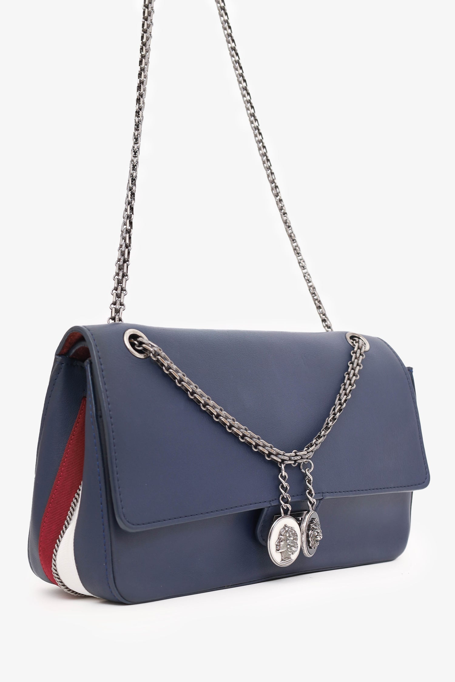 Chanel™ 2017 Navy Leather Medallion Charm Reissue 2.55 Shoulder Bag