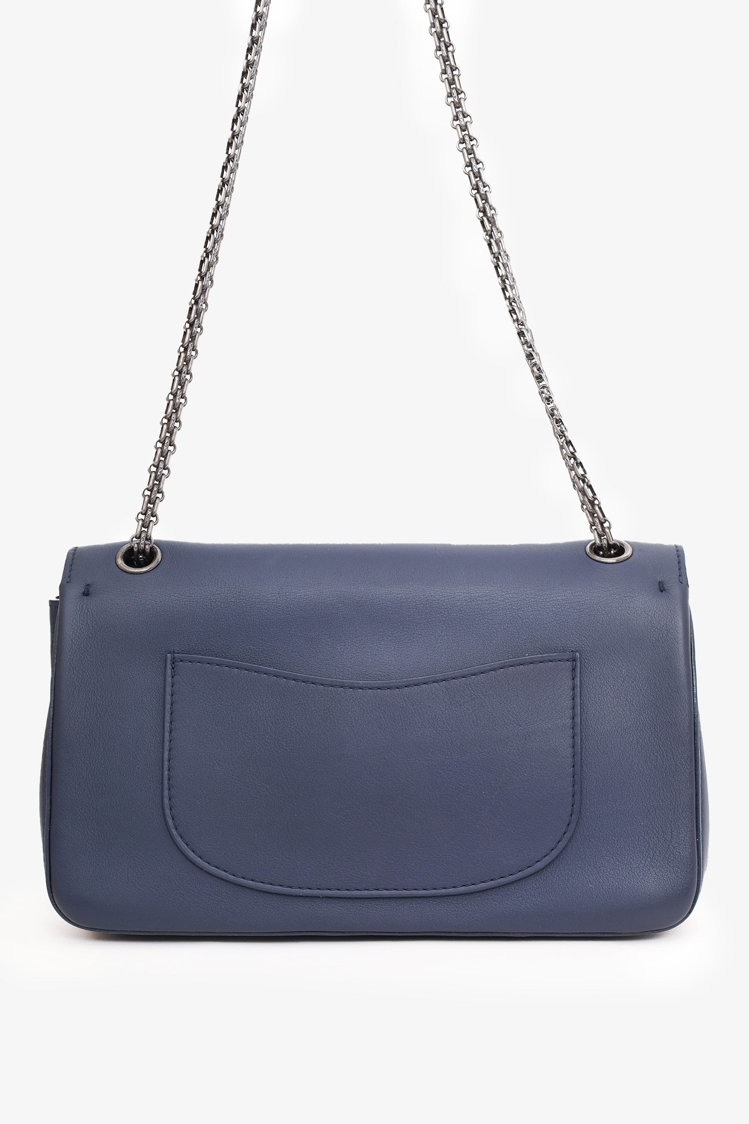 Chanel™ 2017 Navy Leather Medallion Charm Reissue 2.55 Shoulder Bag