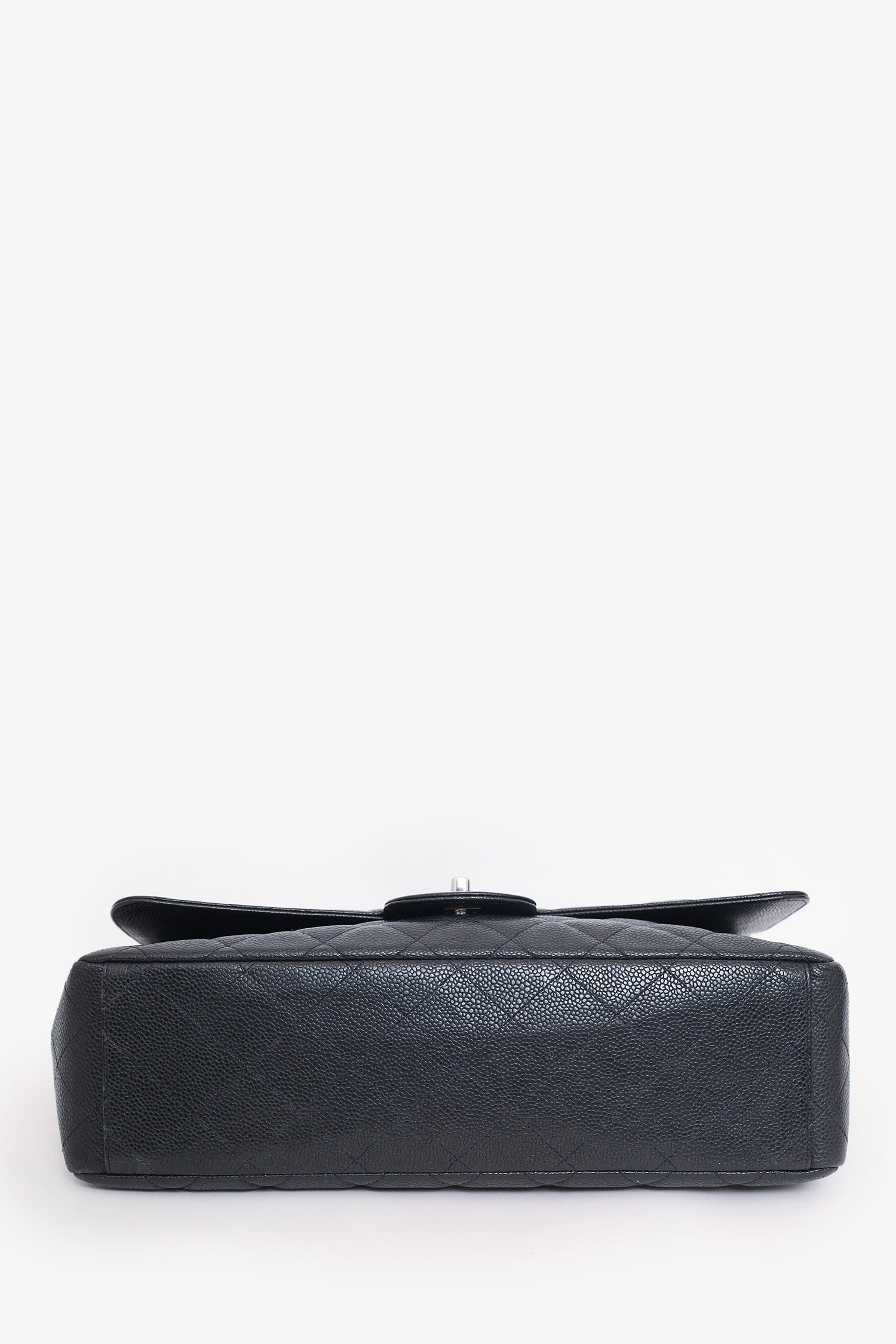 Chanel™ 2009-10 Black Caviar Leather Jumbo Single Flap Shoulder Bag