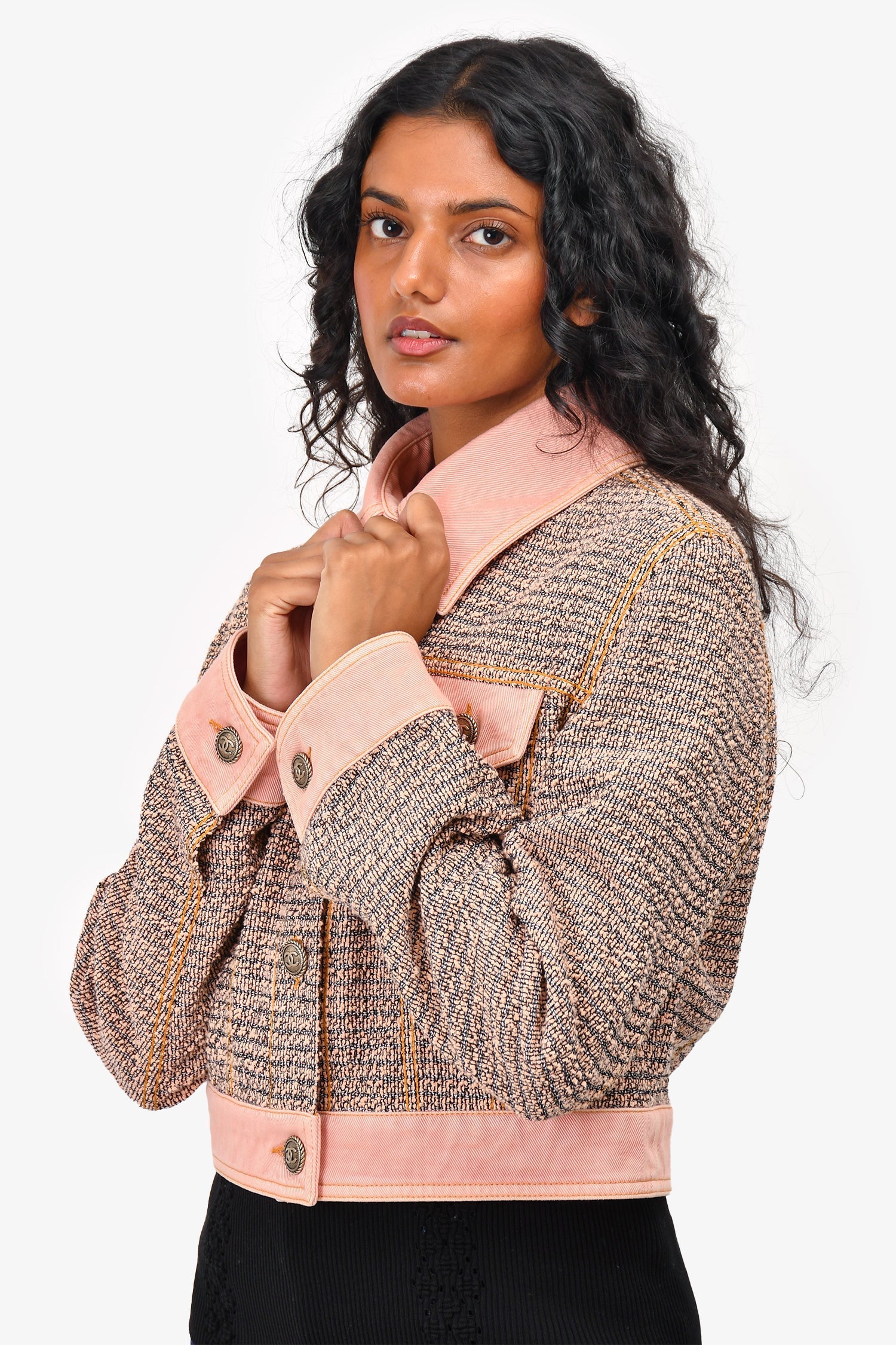 Chanel™ 2018 Pink Cotton Cropped Denim Jacket Size 40