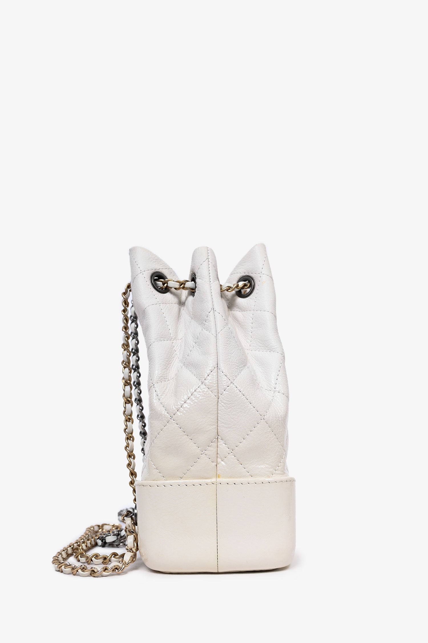 Chanel™ 2018 White Leather/Patent Small Gabrielle Backpack