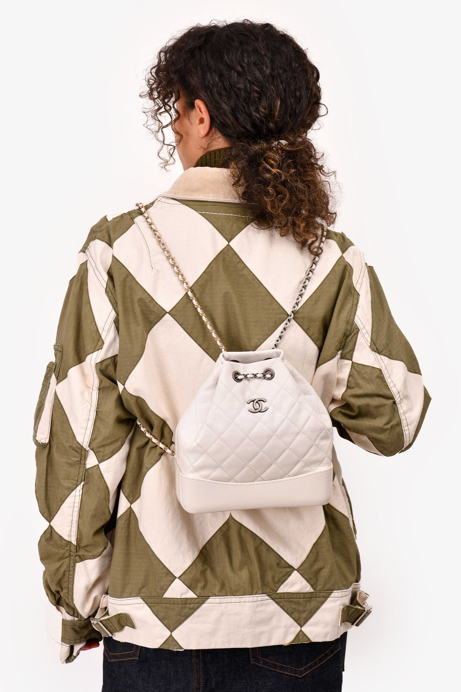 Chanel™ 2018 White Leather/Patent Small Gabrielle Backpack