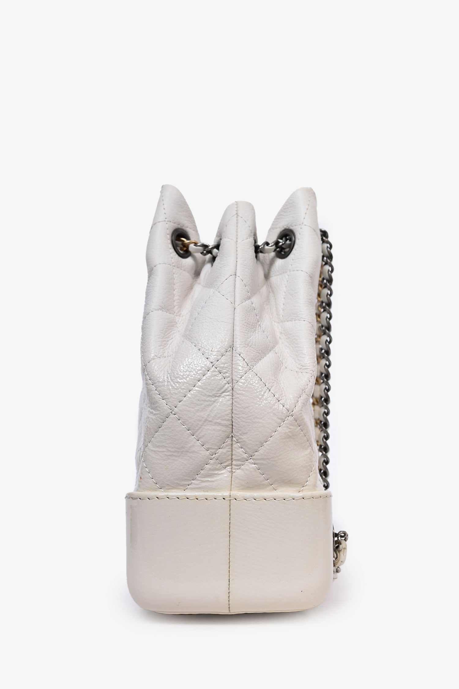 Chanel™ 2018 White Leather/Patent Small Gabrielle Backpack