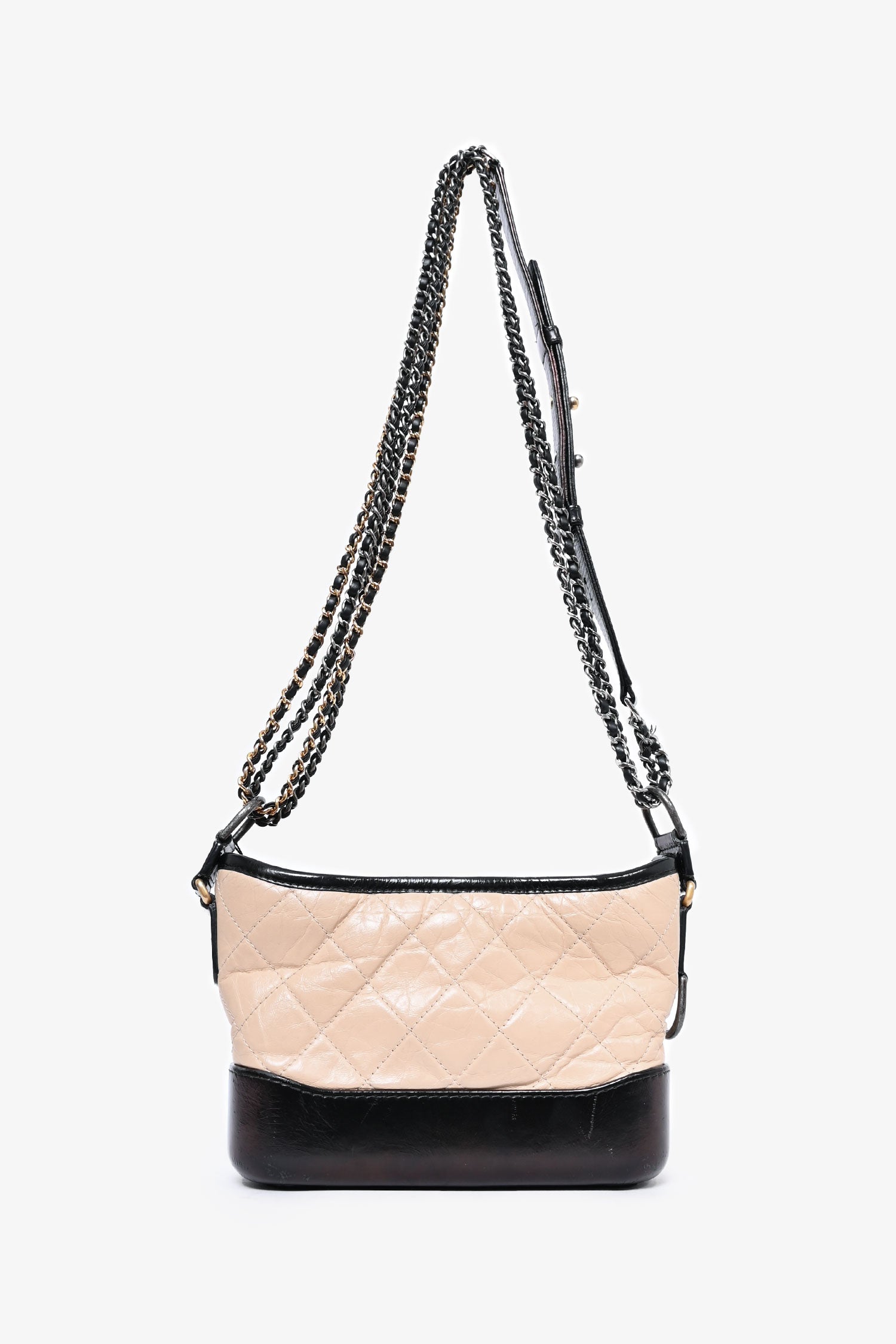 Chanel™ 2018 Beige/Black Quilted Small Gabrielle Shoulder Bag (As Is)
