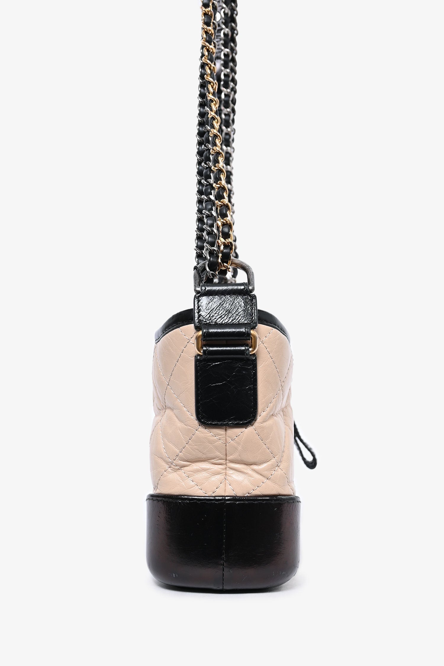 Chanel™ 2018 Beige/Black Quilted Small Gabrielle Shoulder Bag (As Is)