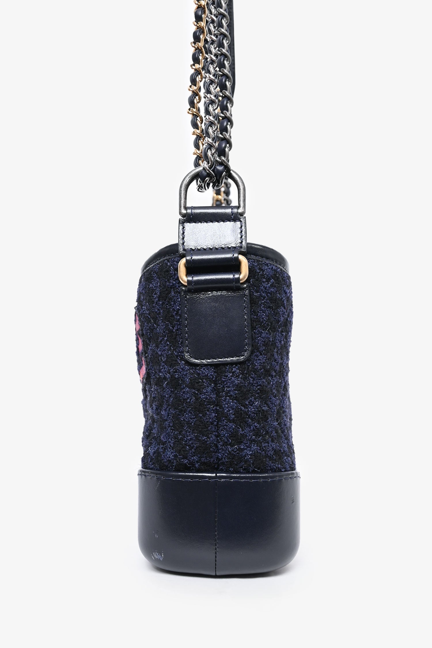 Chanel™ 2017 Black Leather/Navy Tweed Small Gabrielle Shoulder Bag (As Is)
