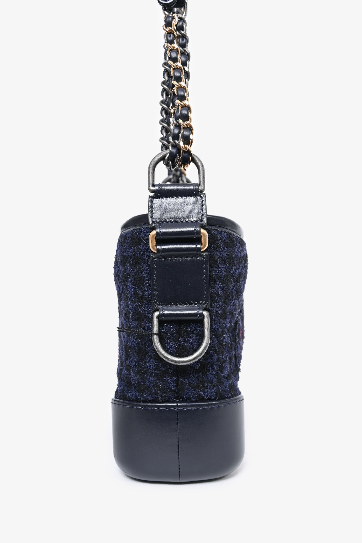 Chanel™ 2017 Black Leather/Navy Tweed Small Gabrielle Shoulder Bag (As Is)