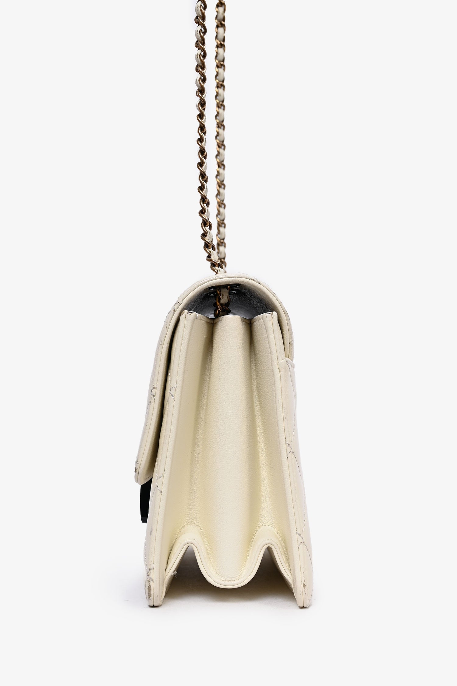 Chanel™ 2016 Cream Leather Beauty Lock Flap Shoulder Bag