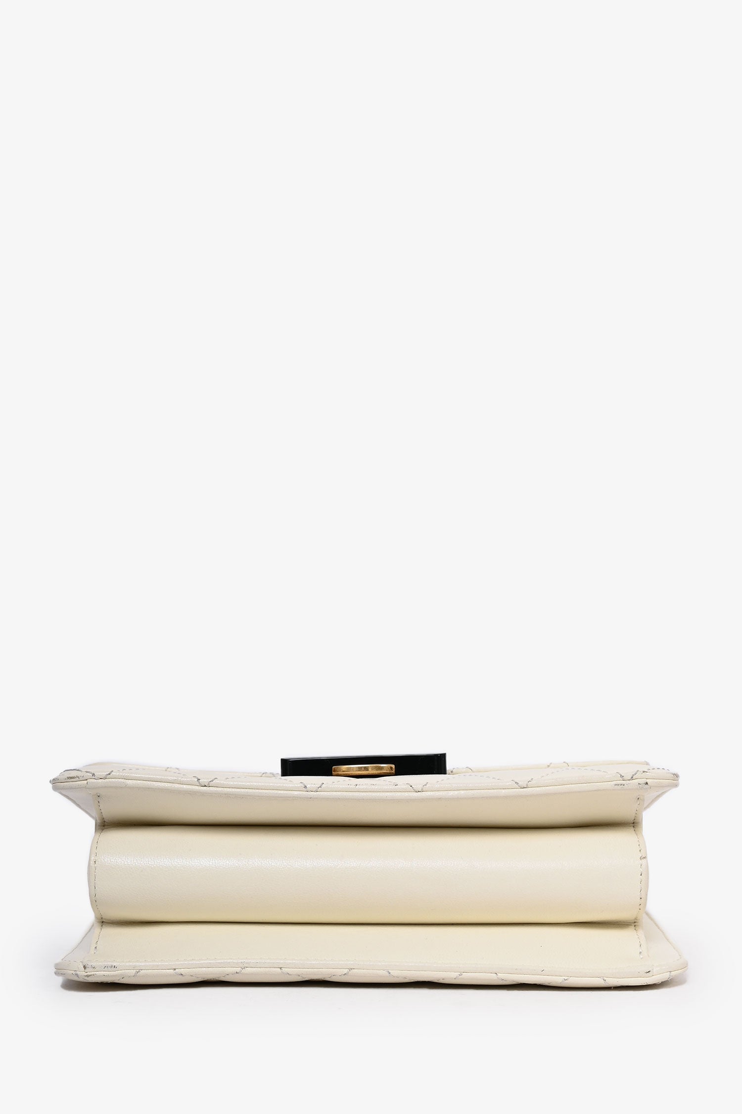Chanel™ 2016 Cream Leather Beauty Lock Flap Shoulder Bag