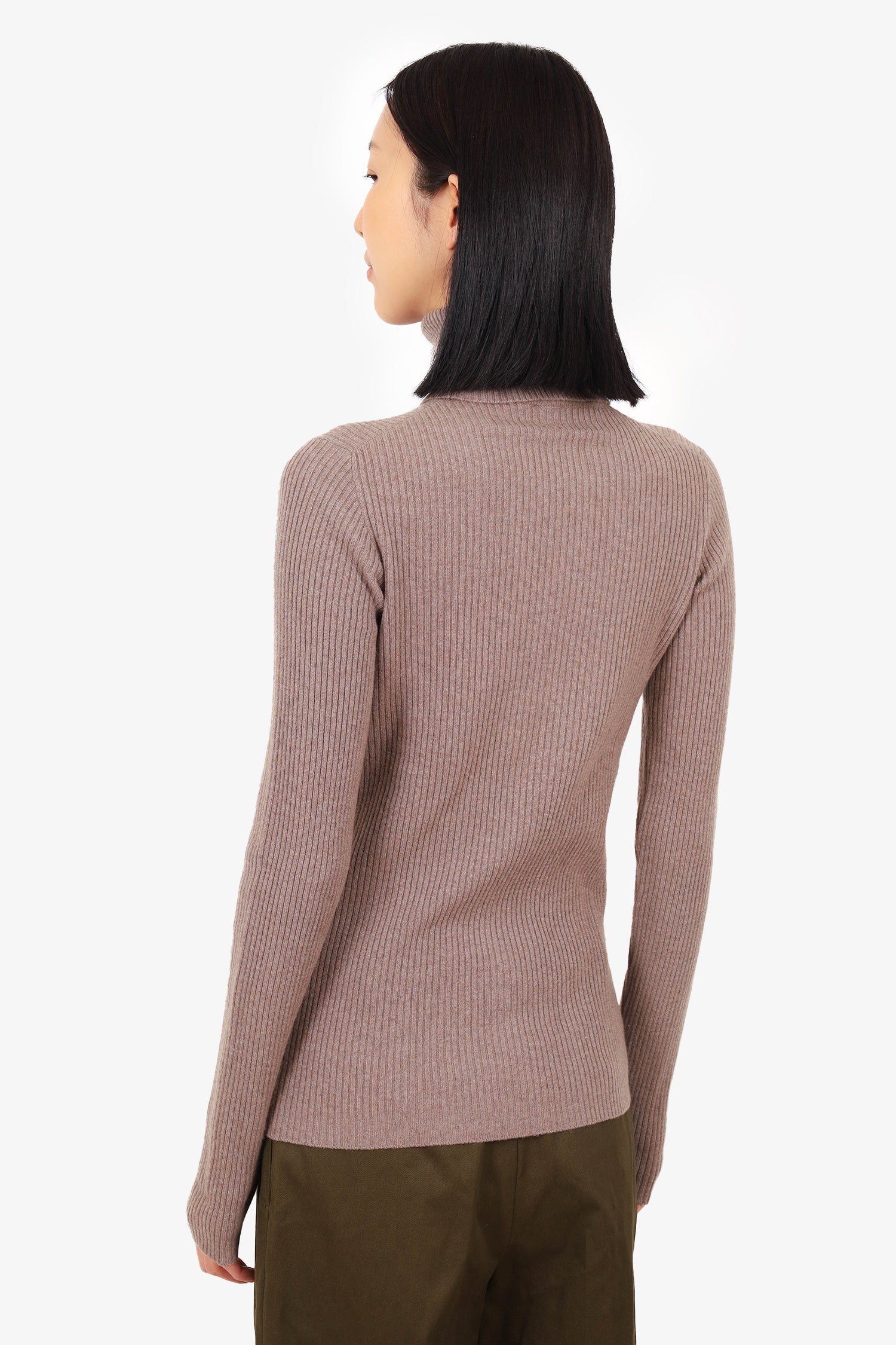 Chanel™ 03A Brown Ribbed Turtle Neck Sweater Size 42