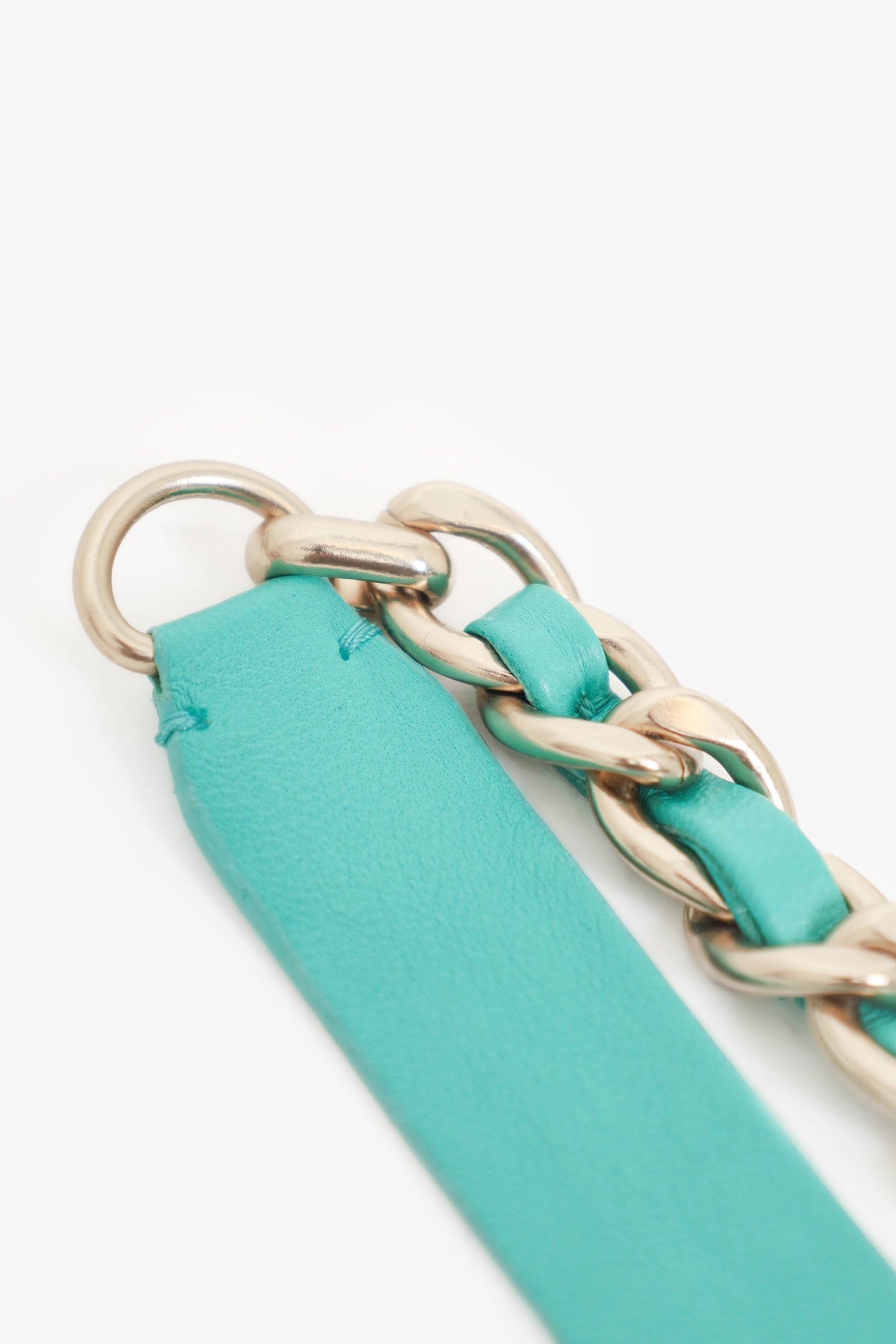 Chanel™ Blue Leather Bow Chain-Link Belt