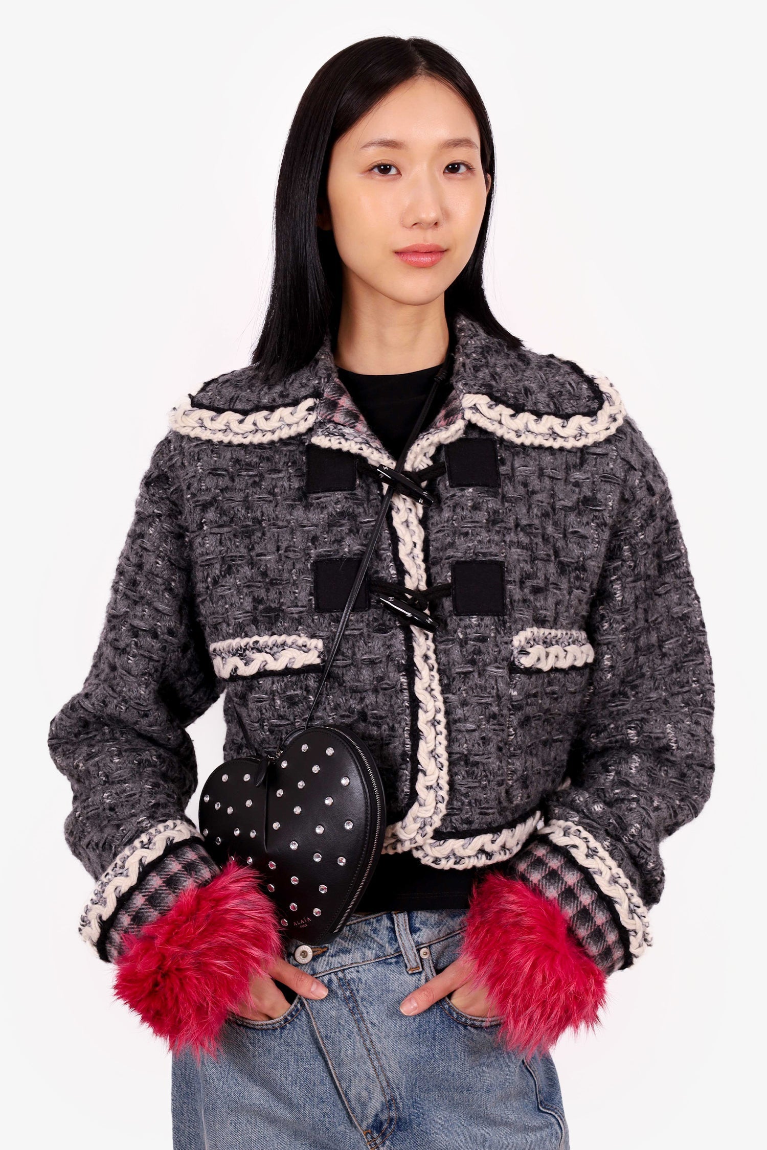 Chanel™ Chanel 21B Grey Cashmere Knit Tweed Toggle Jacket Size 38