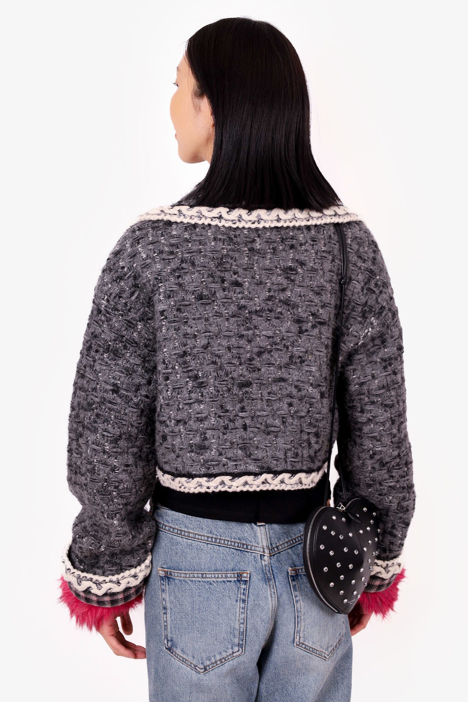 Chanel™ Chanel 21B Grey Cashmere Knit Tweed Toggle Jacket Size 38